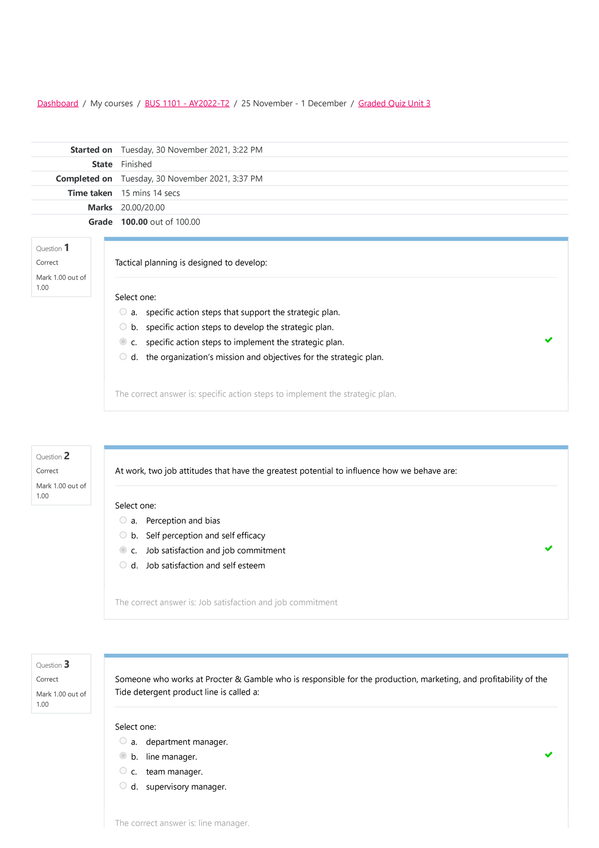 Graded Quiz Unit 3 Attempt Review - Question 1 Correct Mark 1 Out Of 1 ...