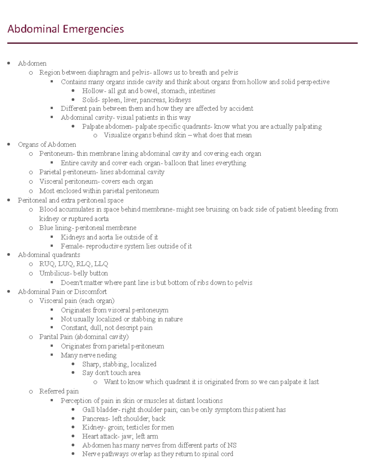 Abdominal Emergencies - Studocu