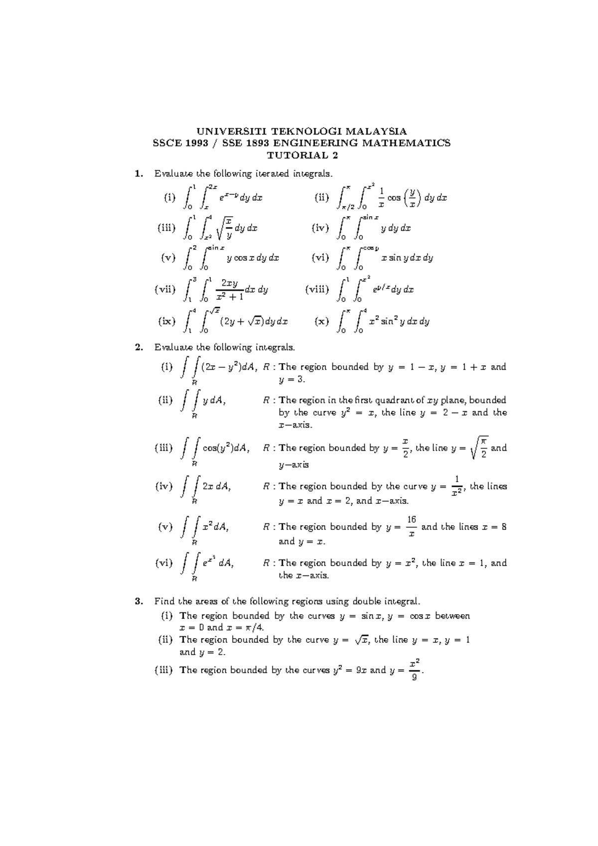 Tuto2 - tutor 2 - UNIVERSITI TEKNOLOGI MALAYSIA SSCE 1993 / SSE 1893 ...
