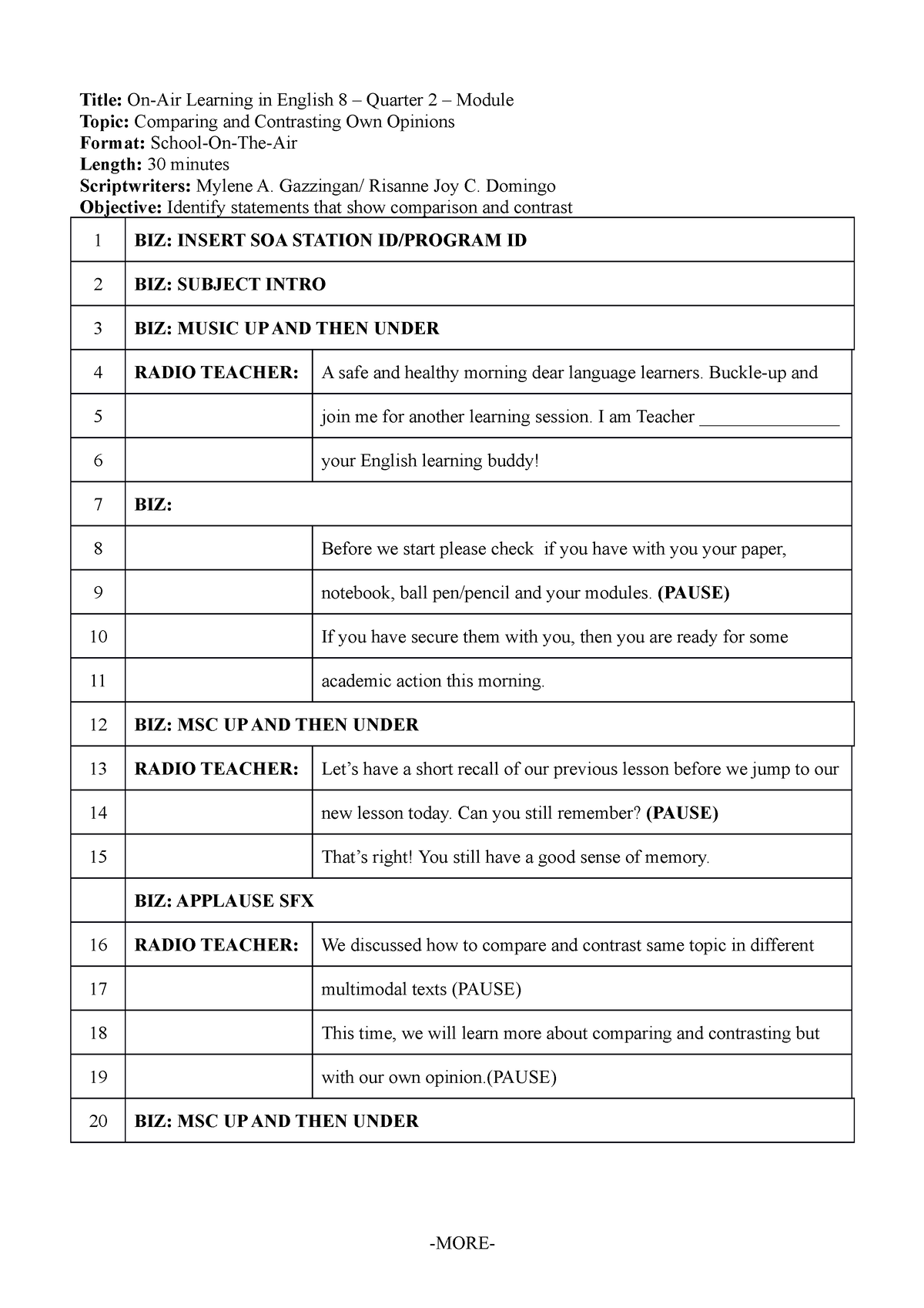 English 8 Module 4 - Title: On-Air Learning in English 8 – Quarter 2 ...