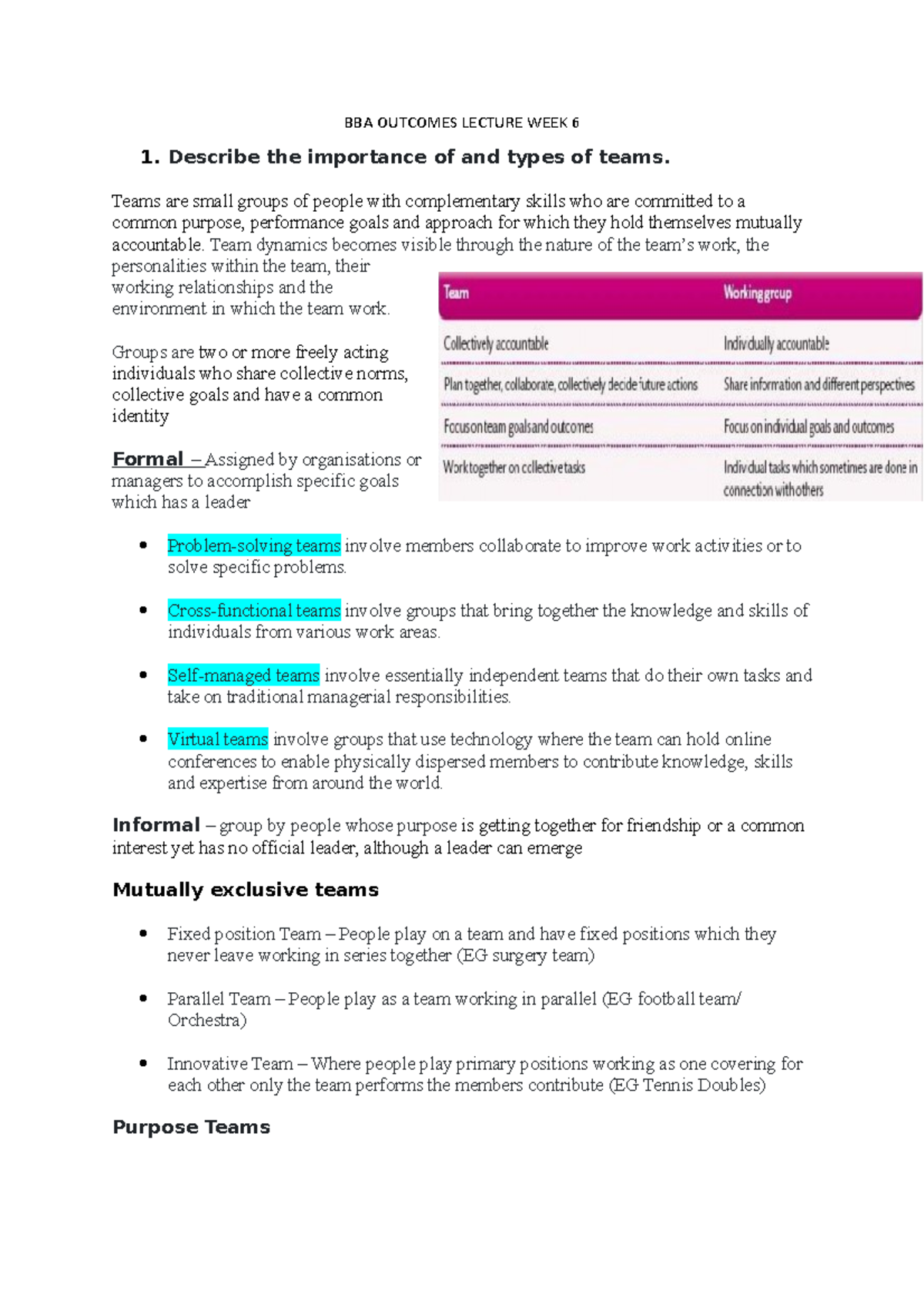 BBA Outcomes Lecture WEEK 6 - Analysis - BBA OUTCOMES LECTURE WEEK 6 1 ...