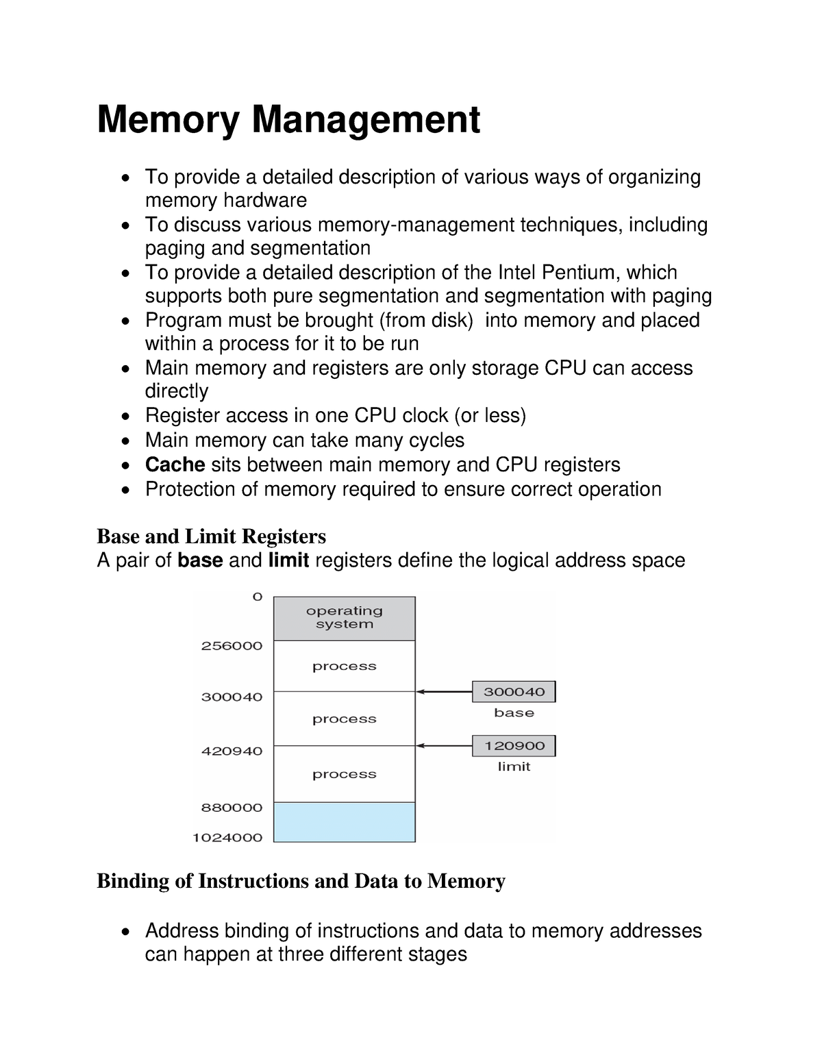 OS-UNIT-4 - ////// - Memory Management • To Provide A Detailed ...