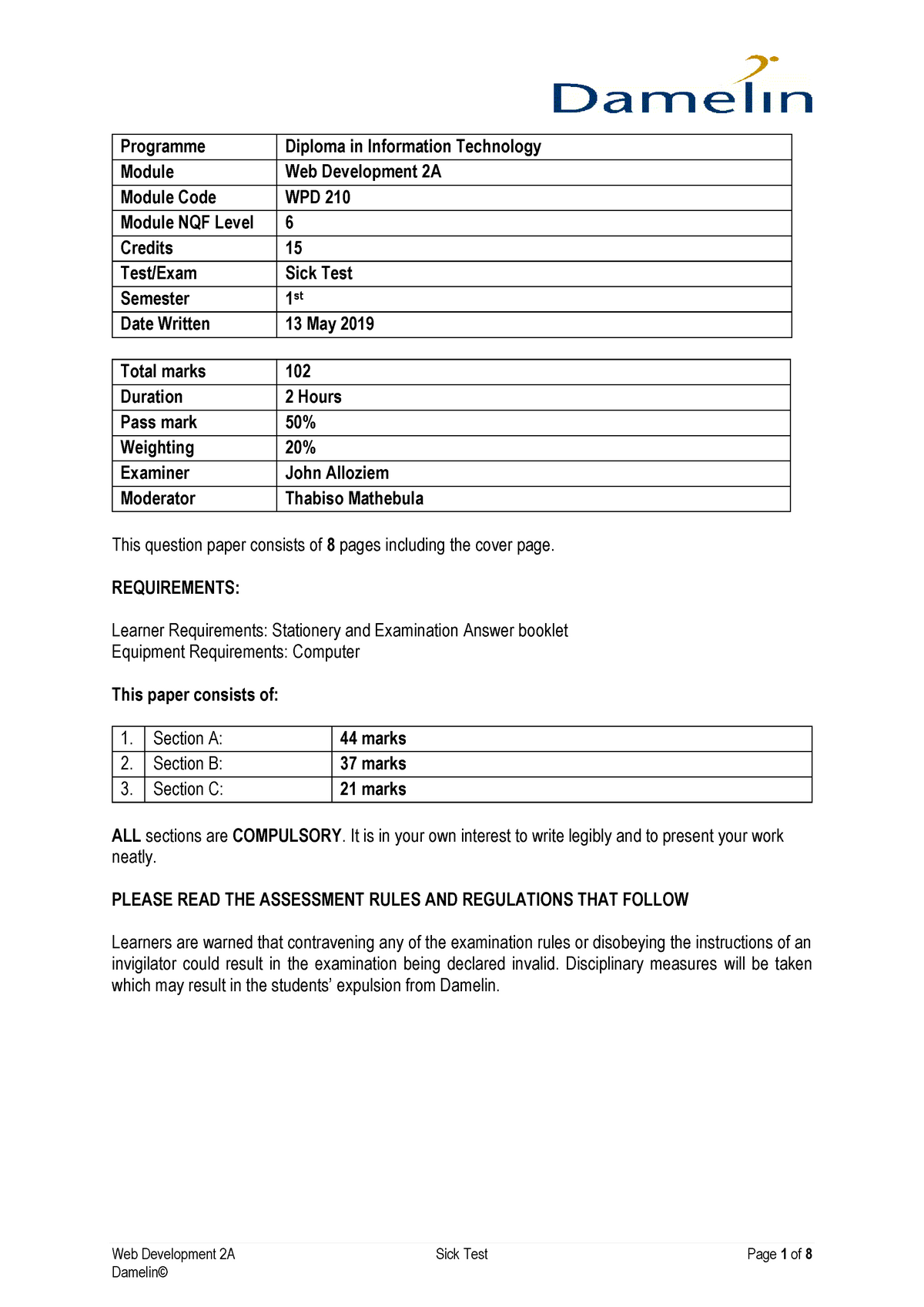 web-development-2a-ft-sick-test-web-development-2a-sick-test-page-1-of-8-programme-diploma-in