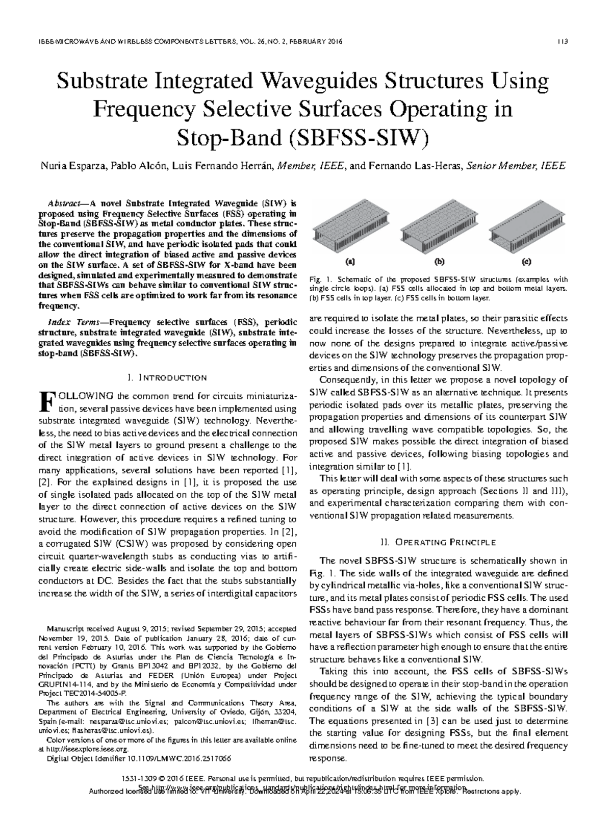 Substrate Integrated Waveguides Structures Using Frequency Selective ...