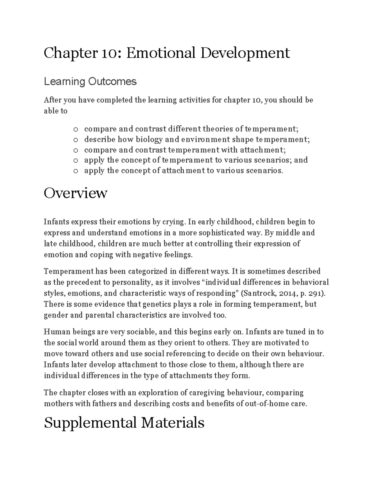 Unit 10 - PSYC 323 - Lecture notes 10 - Chapter 10: Emotional ...