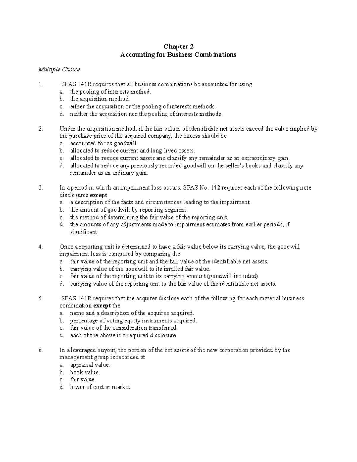 Chapter 2 Accounting for Business Combin - Chapter 2 Accounting for ...