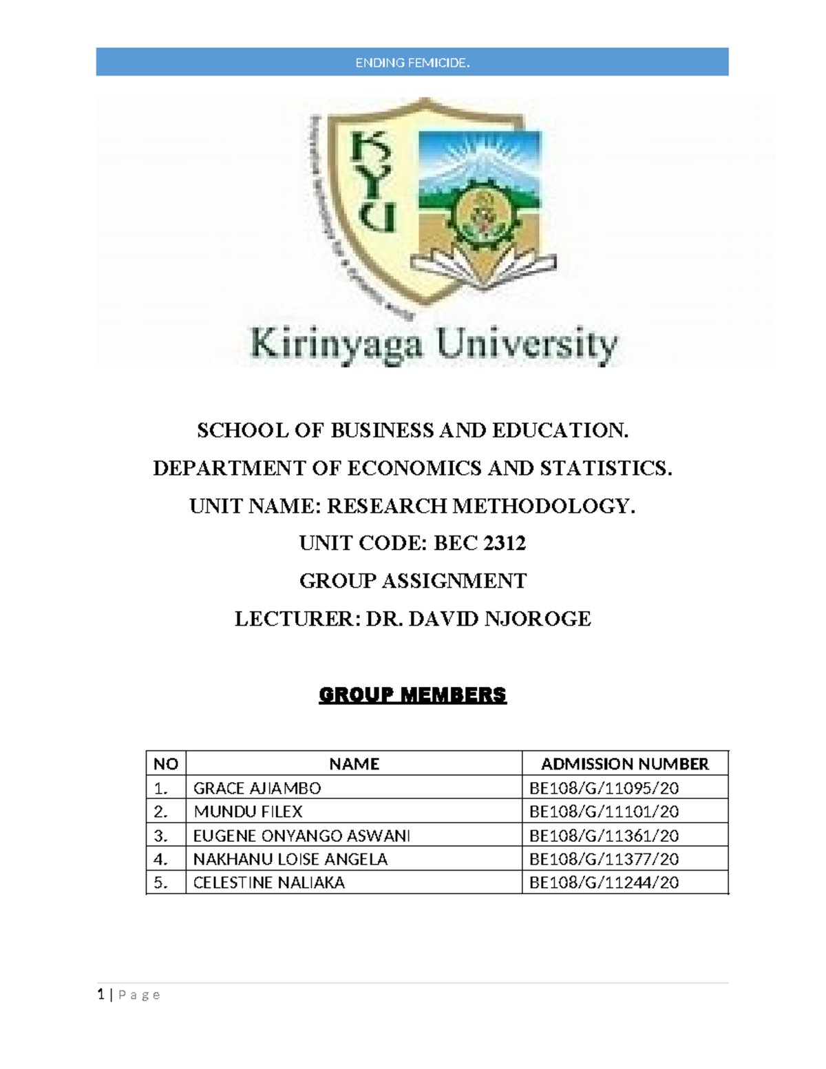 Research Methodology Group Assignment - SCHOOL OF BUSINESS AND ...