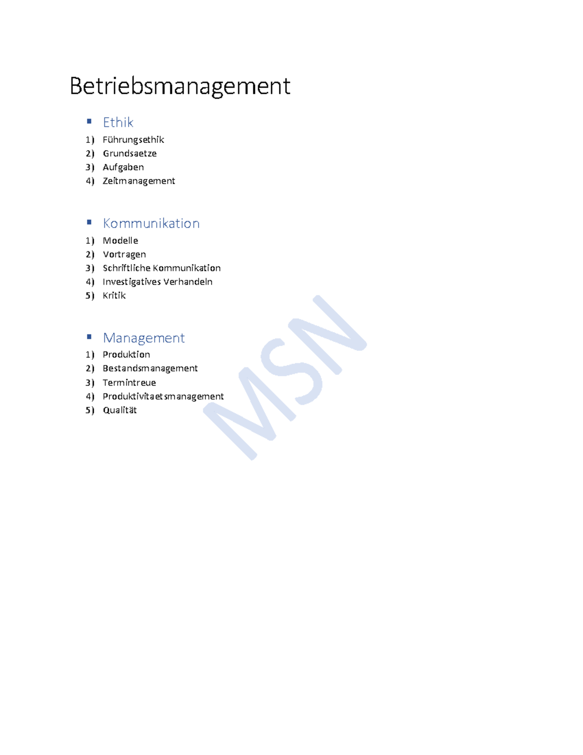 Betriebsmanagement - Zusammenfassung - Betriebsmanagement Und ...