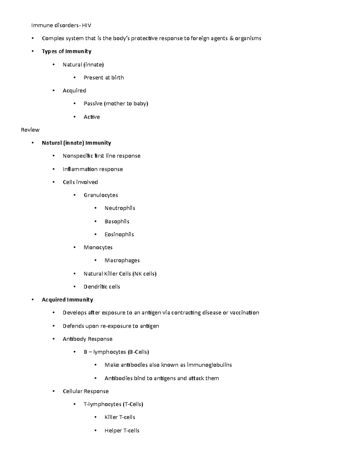 HIV Exam 5 2236 - Sheehan - Immune disorders- HIV Complex system that ...