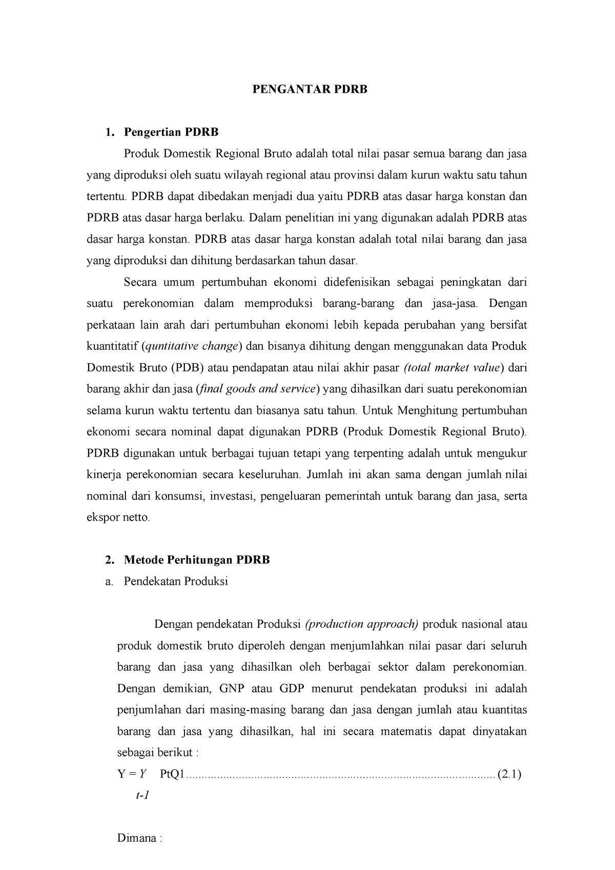 contoh essay pertumbuhan ekonomi