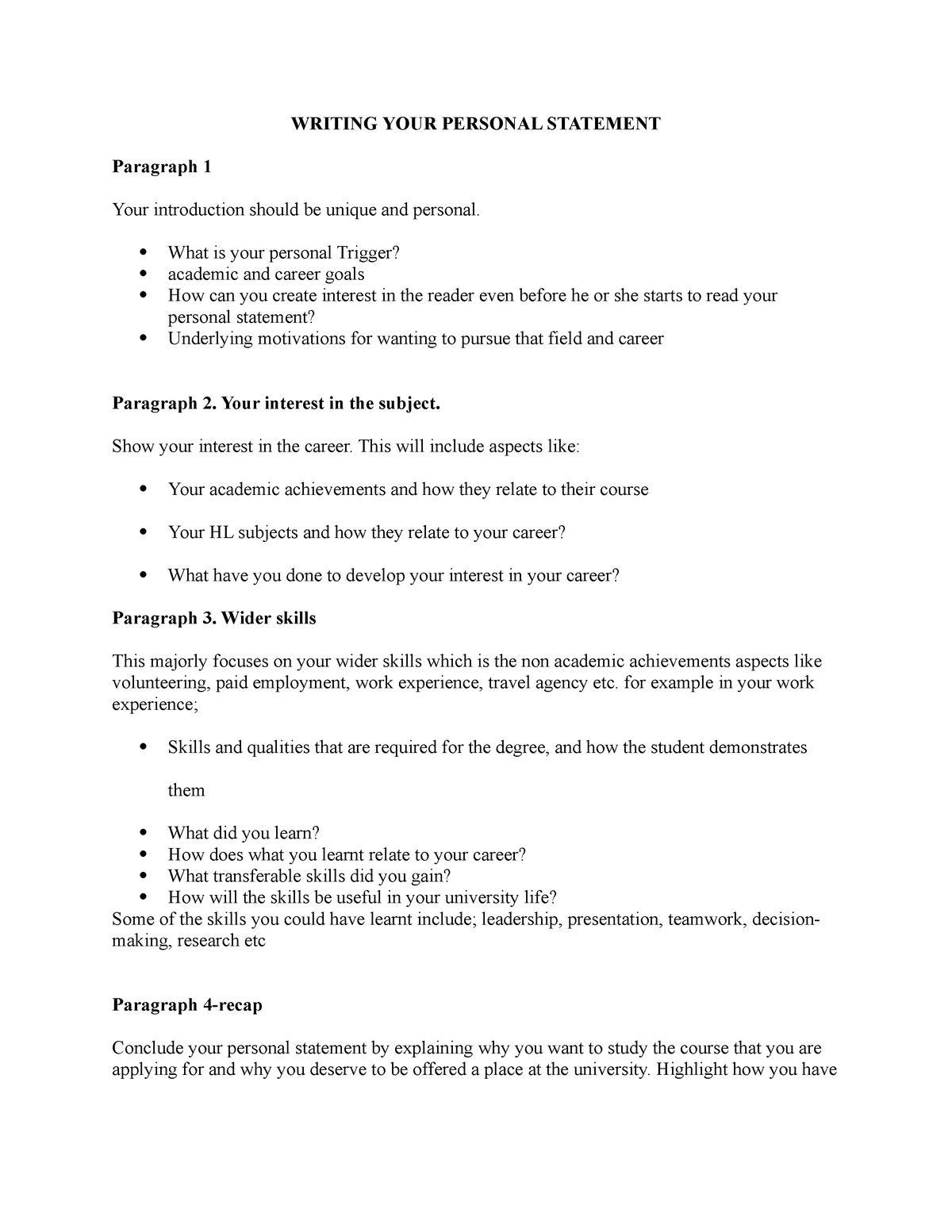 introduction paragraph for personal statement