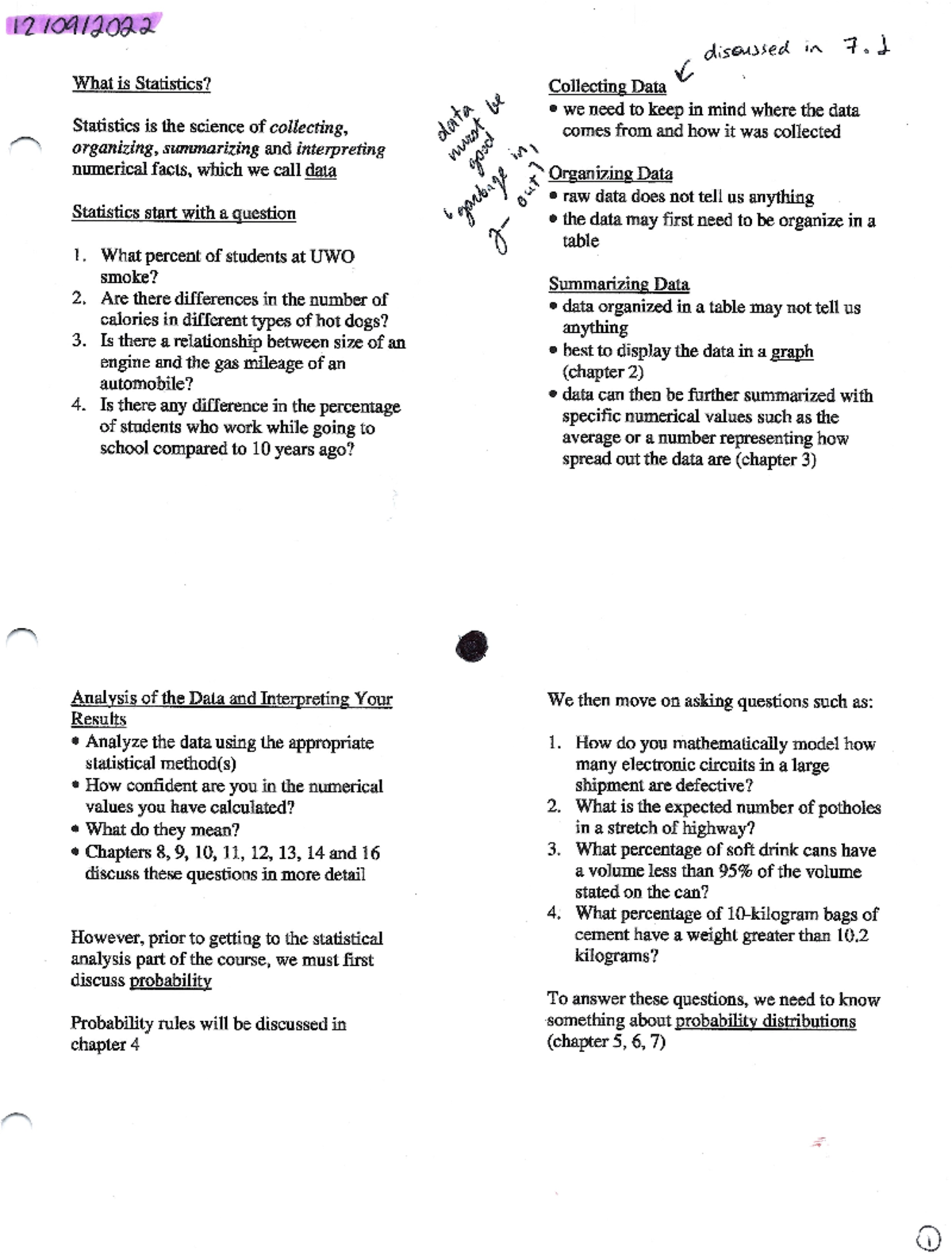 Chapter 1 Lecture Notes - STATS 2035 - Studocu