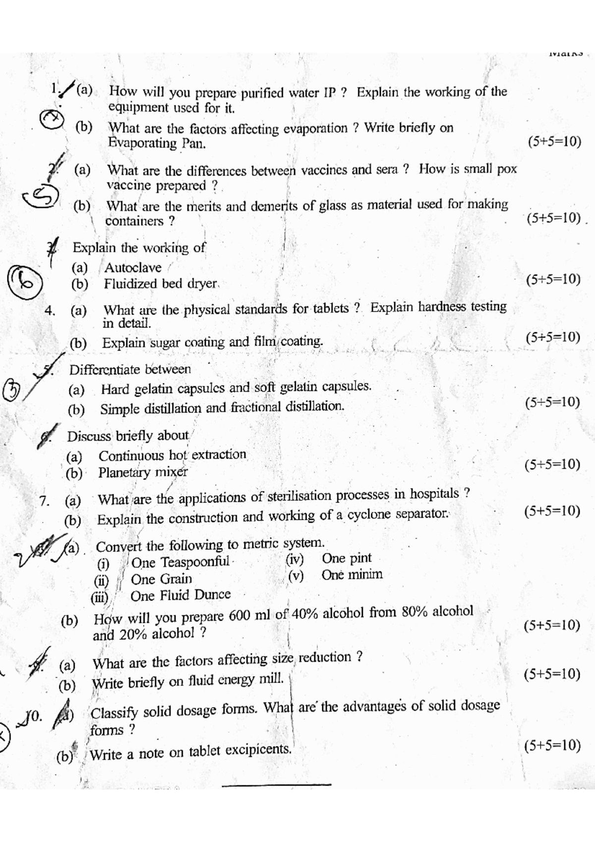 Pharmaceutics question paper Pharmacy Studocu
