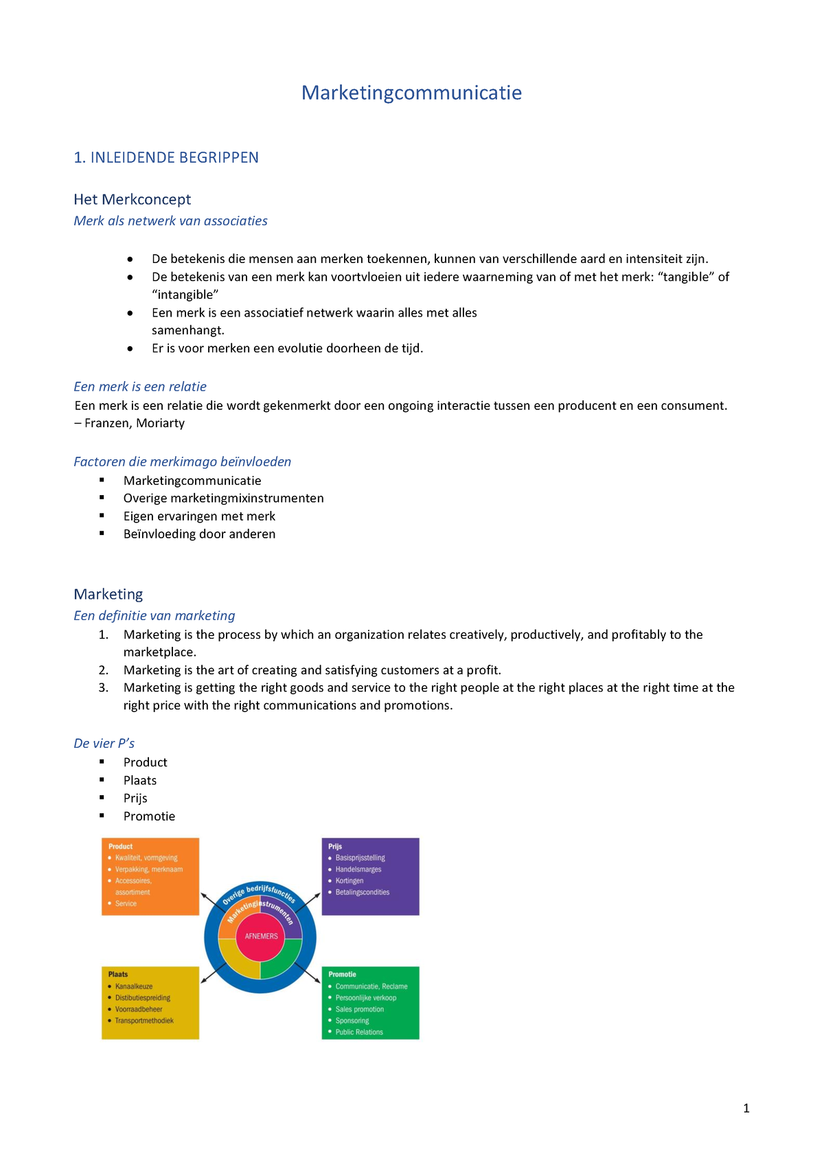 Marketingcommunicatie Samenvatting - Marketingcommunicatie 1 ...