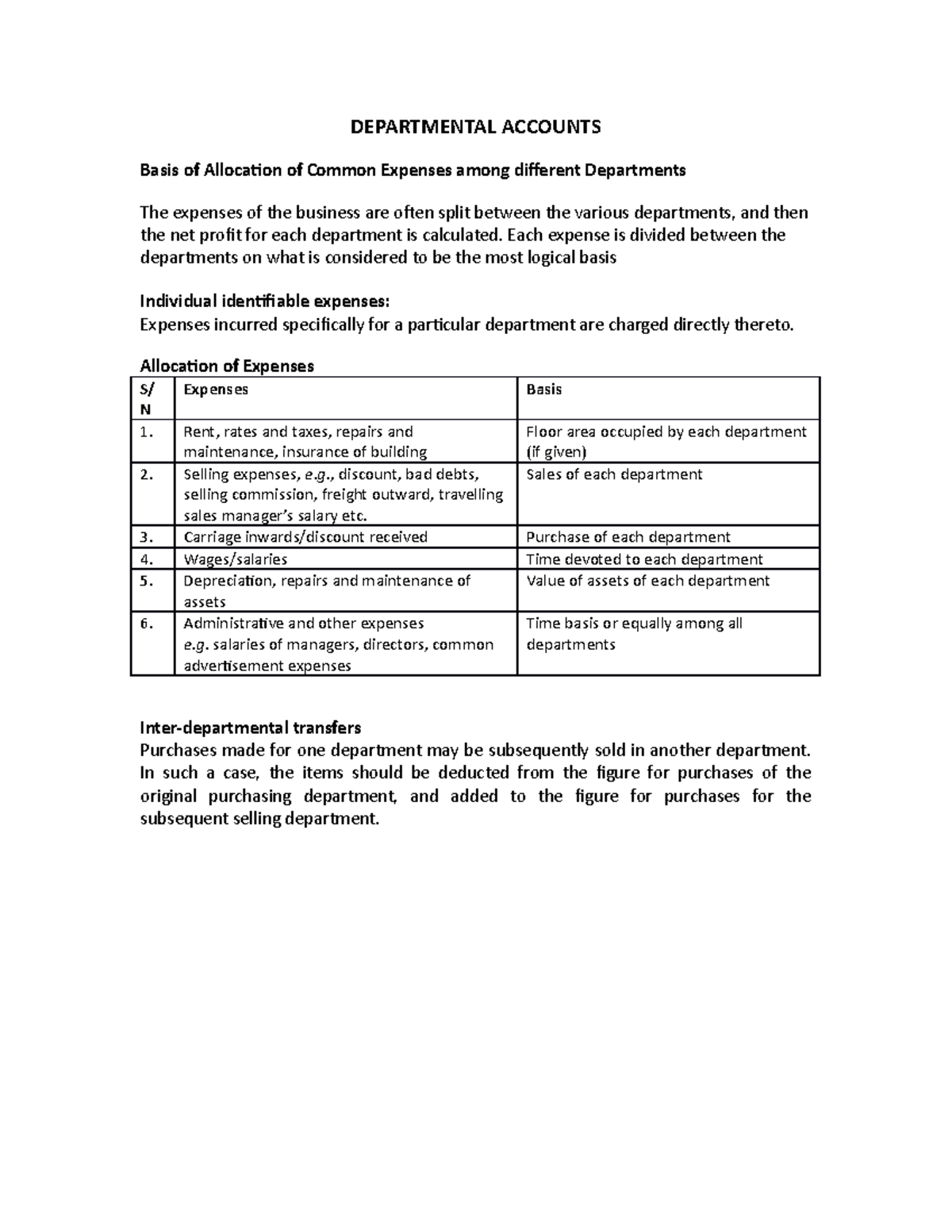 1 Departmental Accounts Notes - DEPARTMENTAL ACCOUNTS Basis Of ...