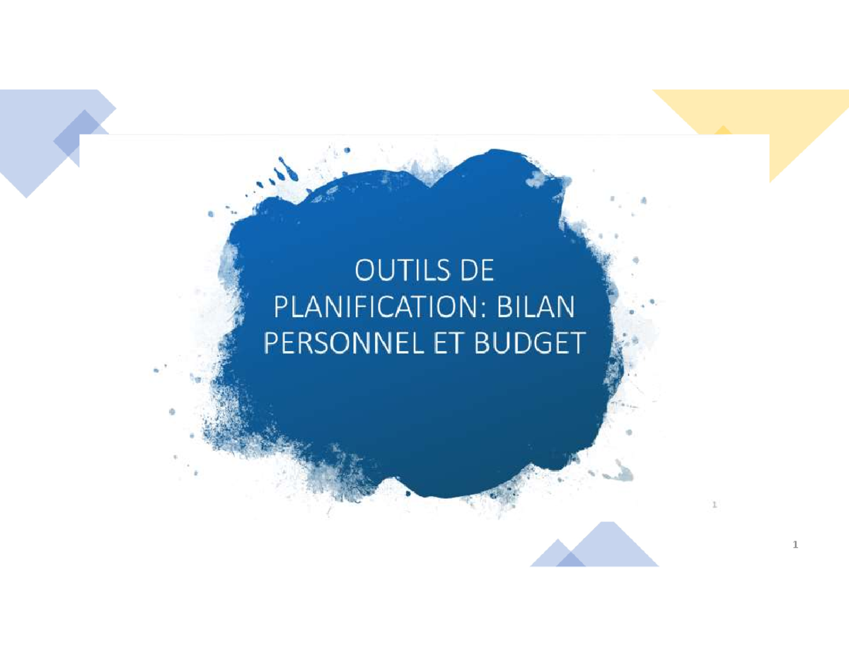 Cours 2 Bilan personnel Présentation - DÉFINITION Le bilan est un ...
