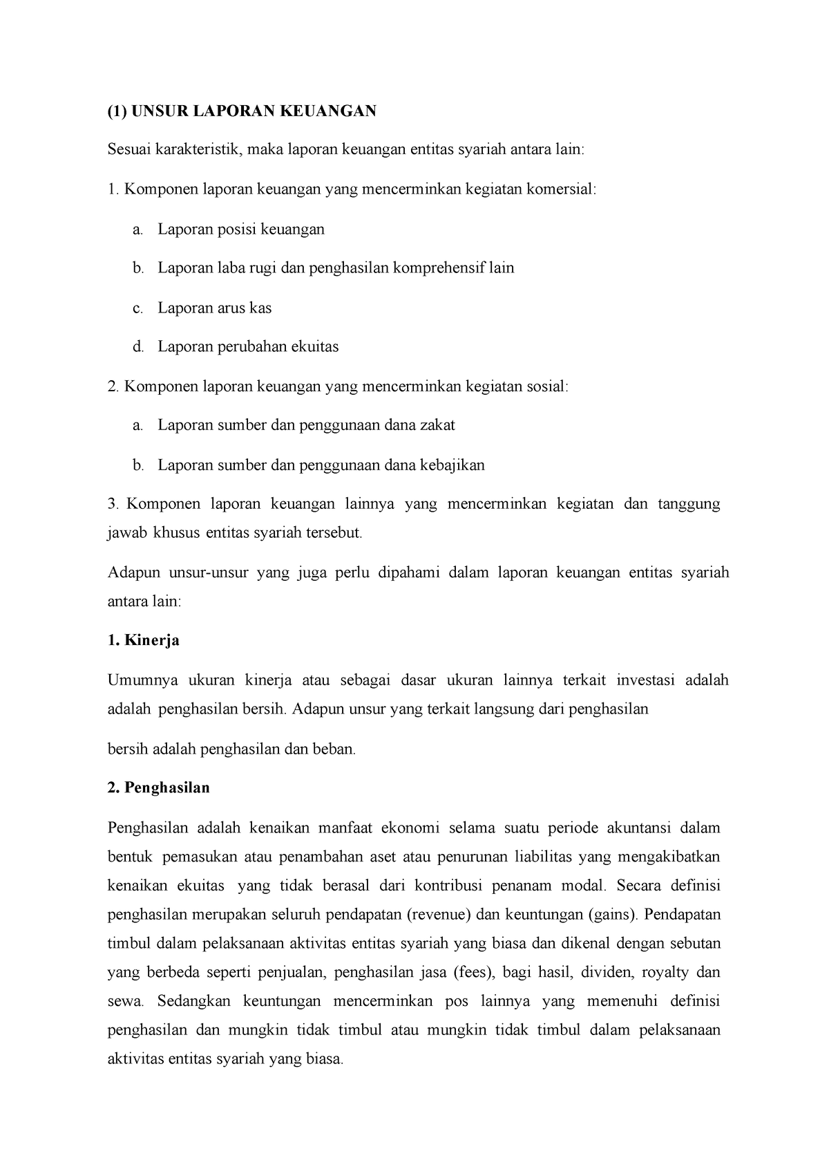 7. Unsur Laporan Keuangan - (1) UNSUR LAPORAN KEUANGAN Sesuai ...