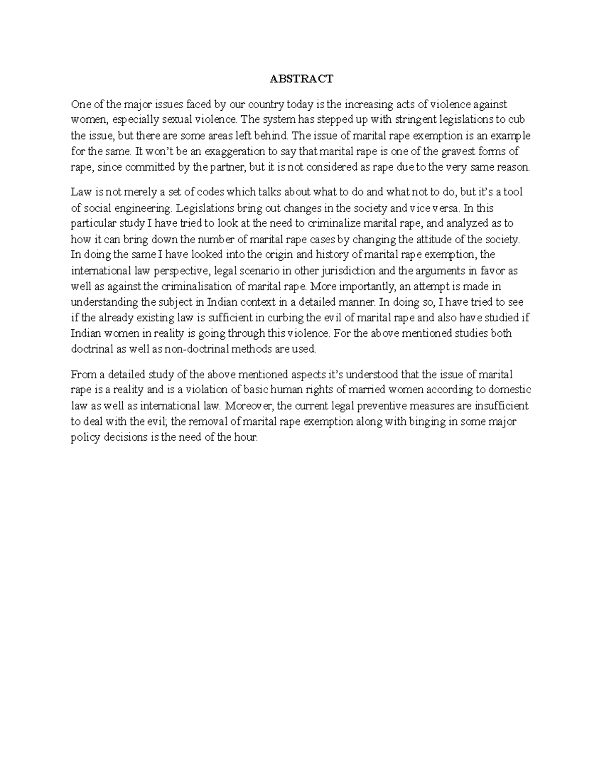 Ayisha dtn - ABSTRACT One of the major issues faced by our country ...