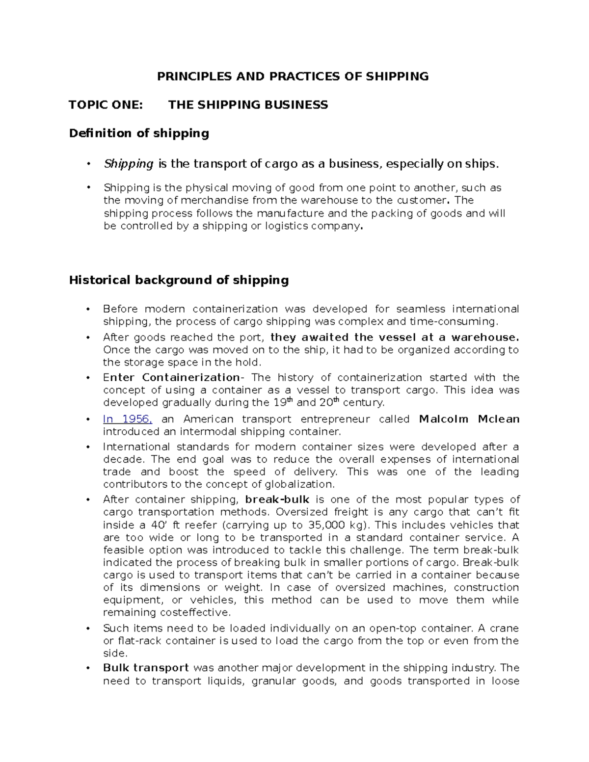 Principles AND Practices OF Shipping - PRINCIPLES AND PRACTICES OF ...