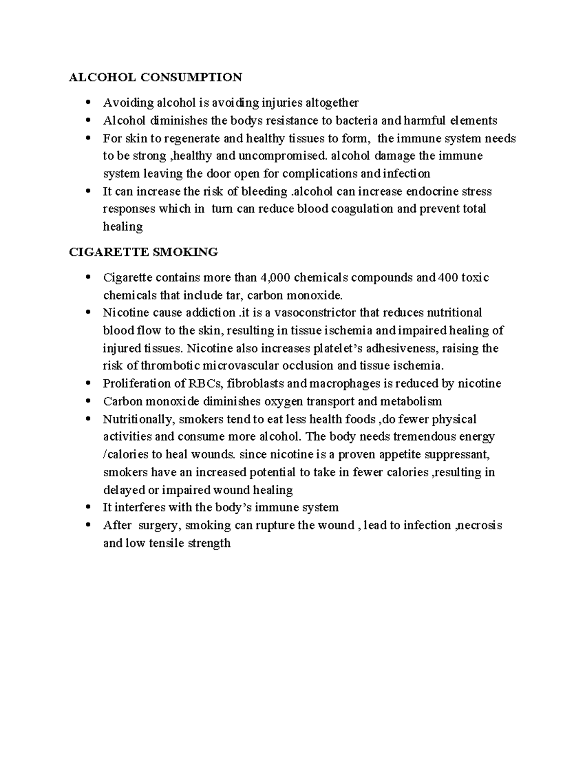 Cigarette smoking ,alcohol consumption and wound healing - ALCOHOL ...