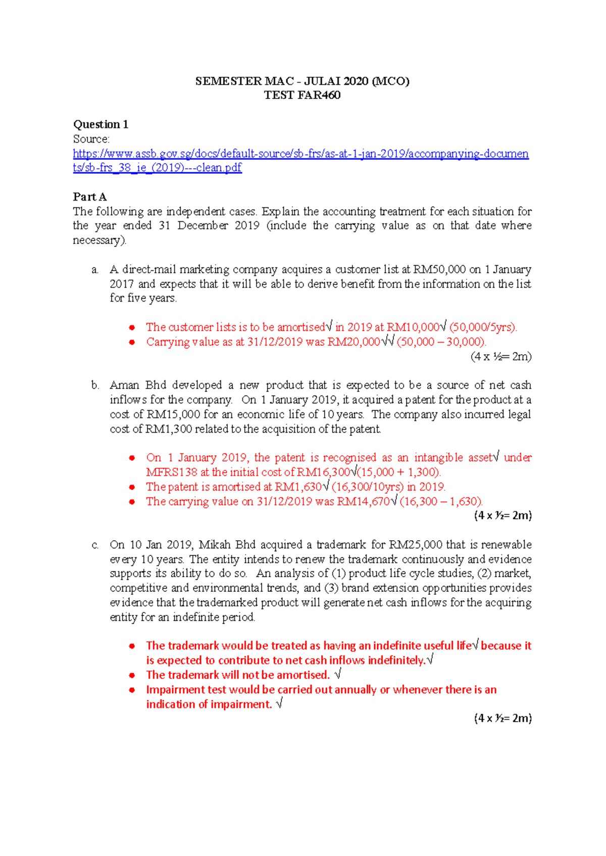 2020 MEI QSS Test FAR460 - SEMESTER MAC - JULAI 2020 (MCO) TEST FAR ...