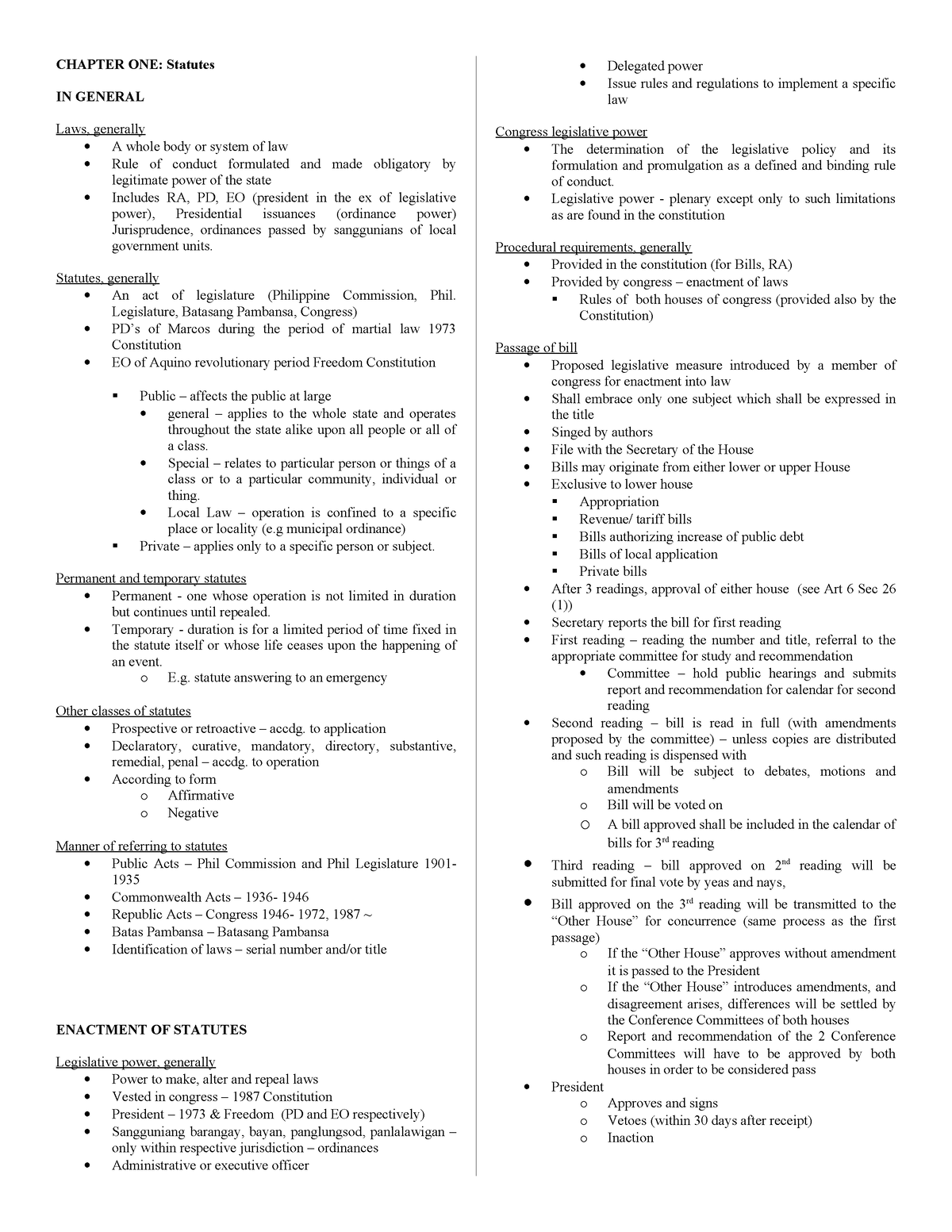 statcon-notes-1-chapter-one-statutes-in-general-laws-generally-a