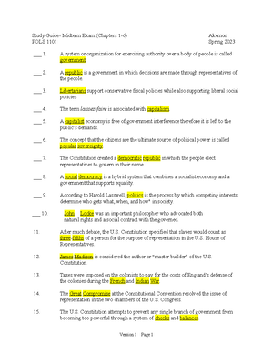 POLS 1101 Study Guide Final Exam (Chapters 8-9, 11-13 And GA Gov't ...