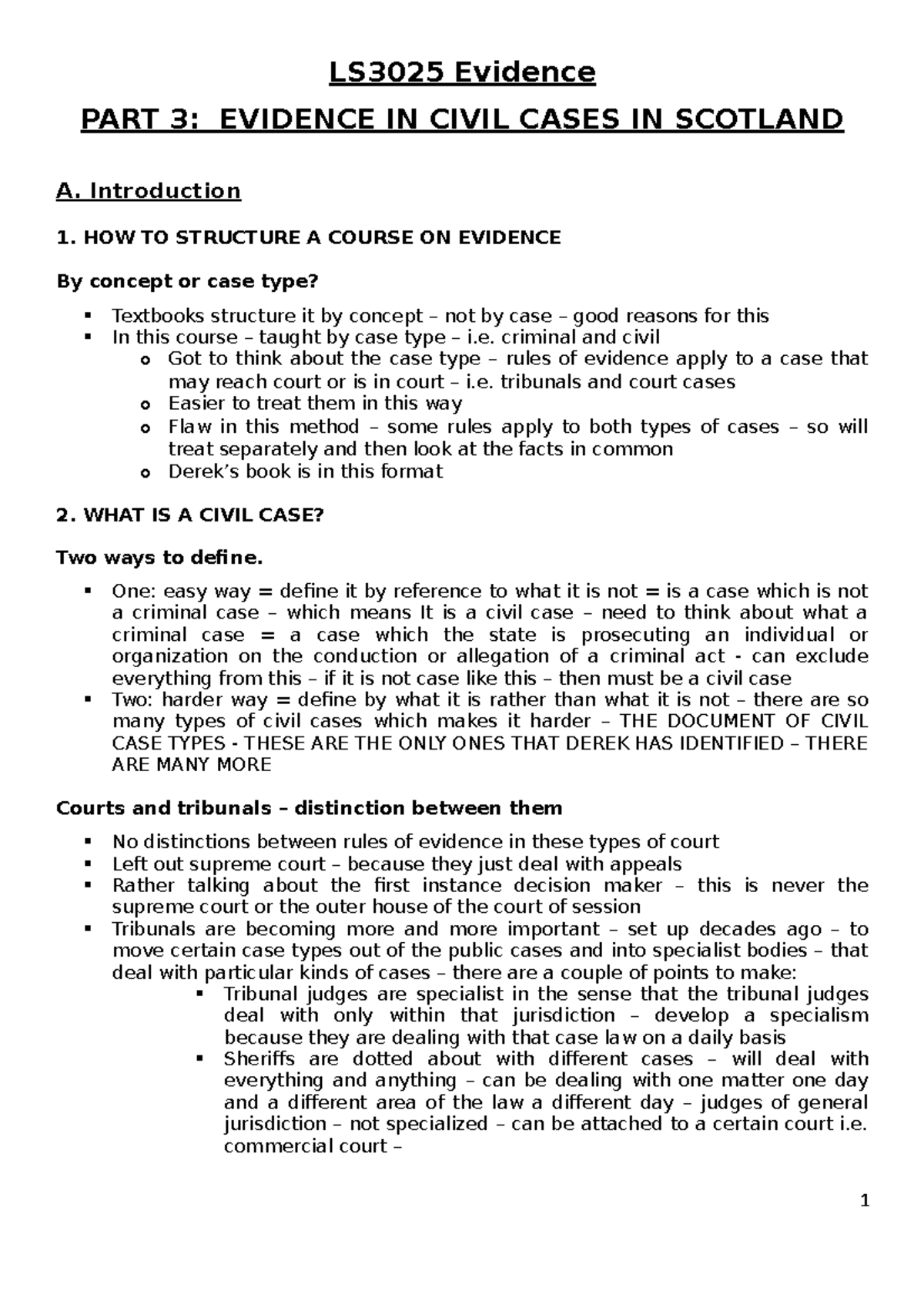 PART 3 20 21 Notes LS3025 Evidence PART 3 EVIDENCE IN CIVIL CASES 