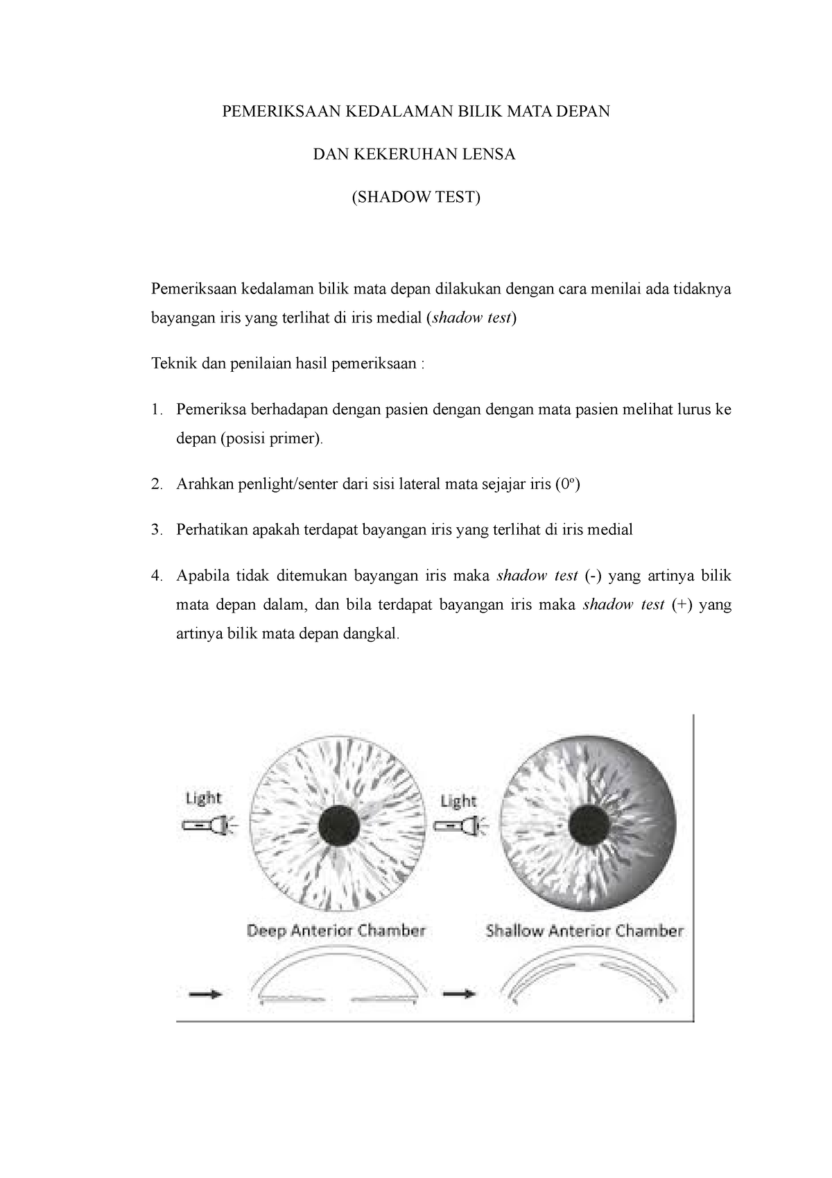 5 Pemeriksaan Kedalaman Bilik Mata Depan Pemeriksaan Kedalaman Bilik