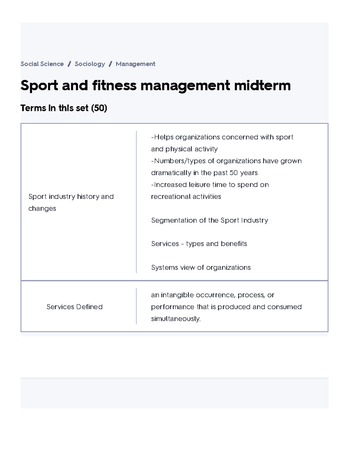 Sport And Fitness Management Midterm Flashcards Quizlet - Sport And ...