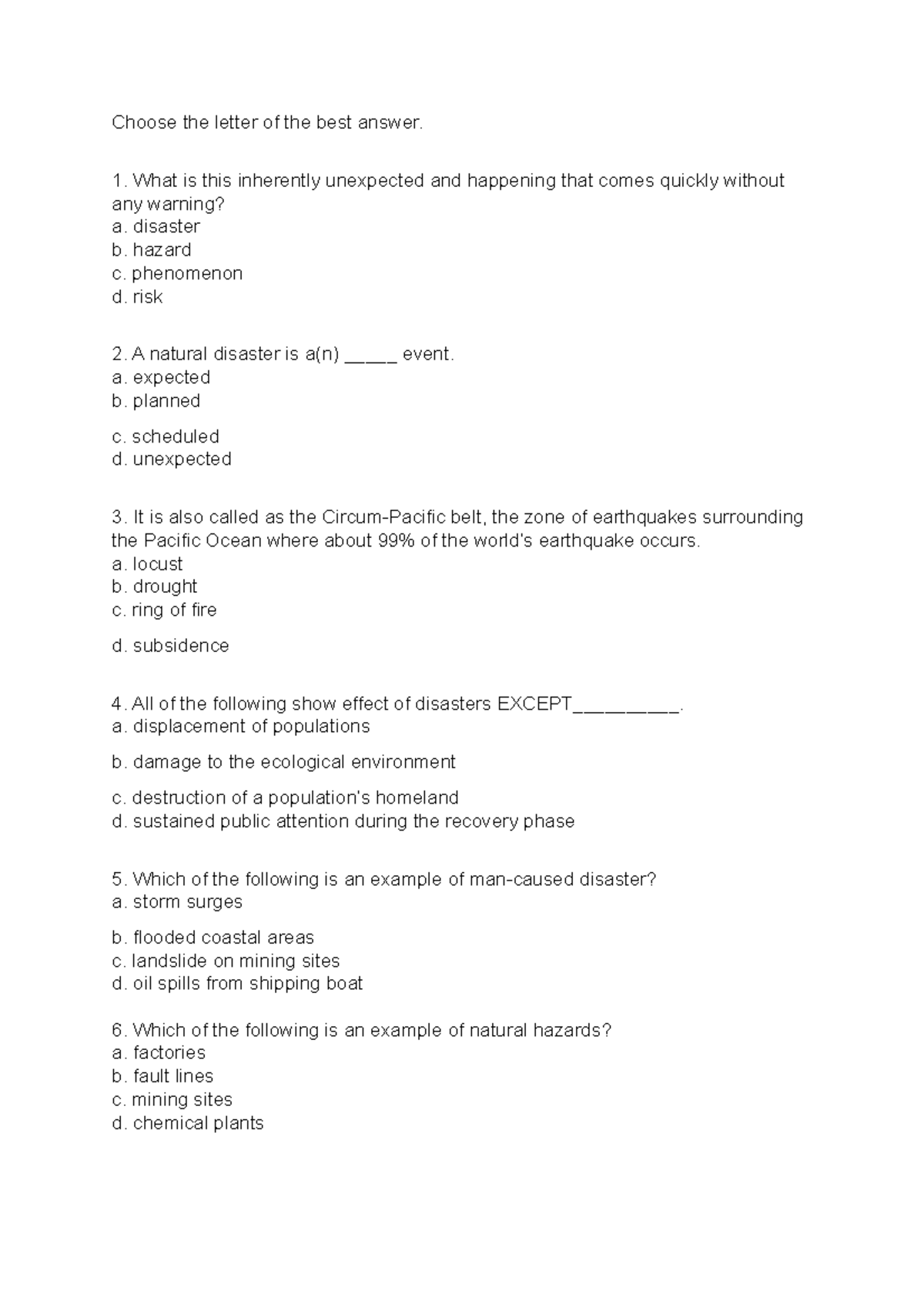 ABM 12 SUBJECT DRRR - Choose the letter of the best answer. What is ...