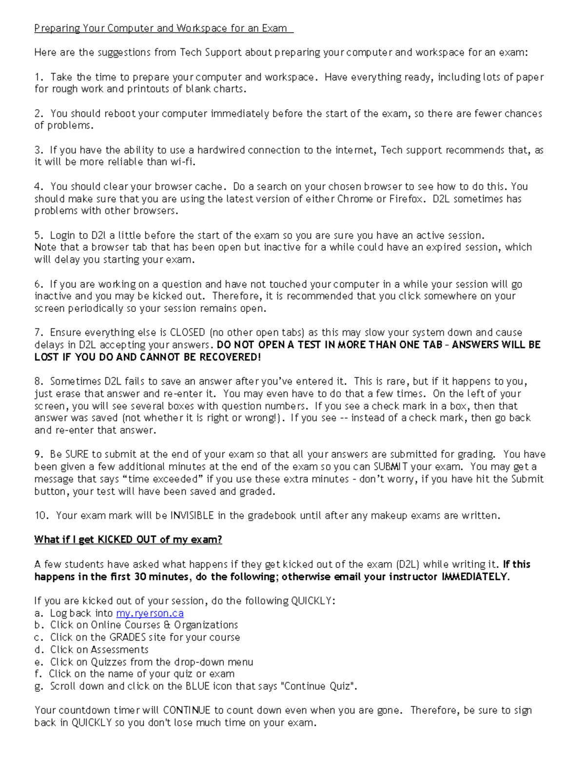 Exam Internet Guidelines - Preparing Your Computer and Workspace for an ...