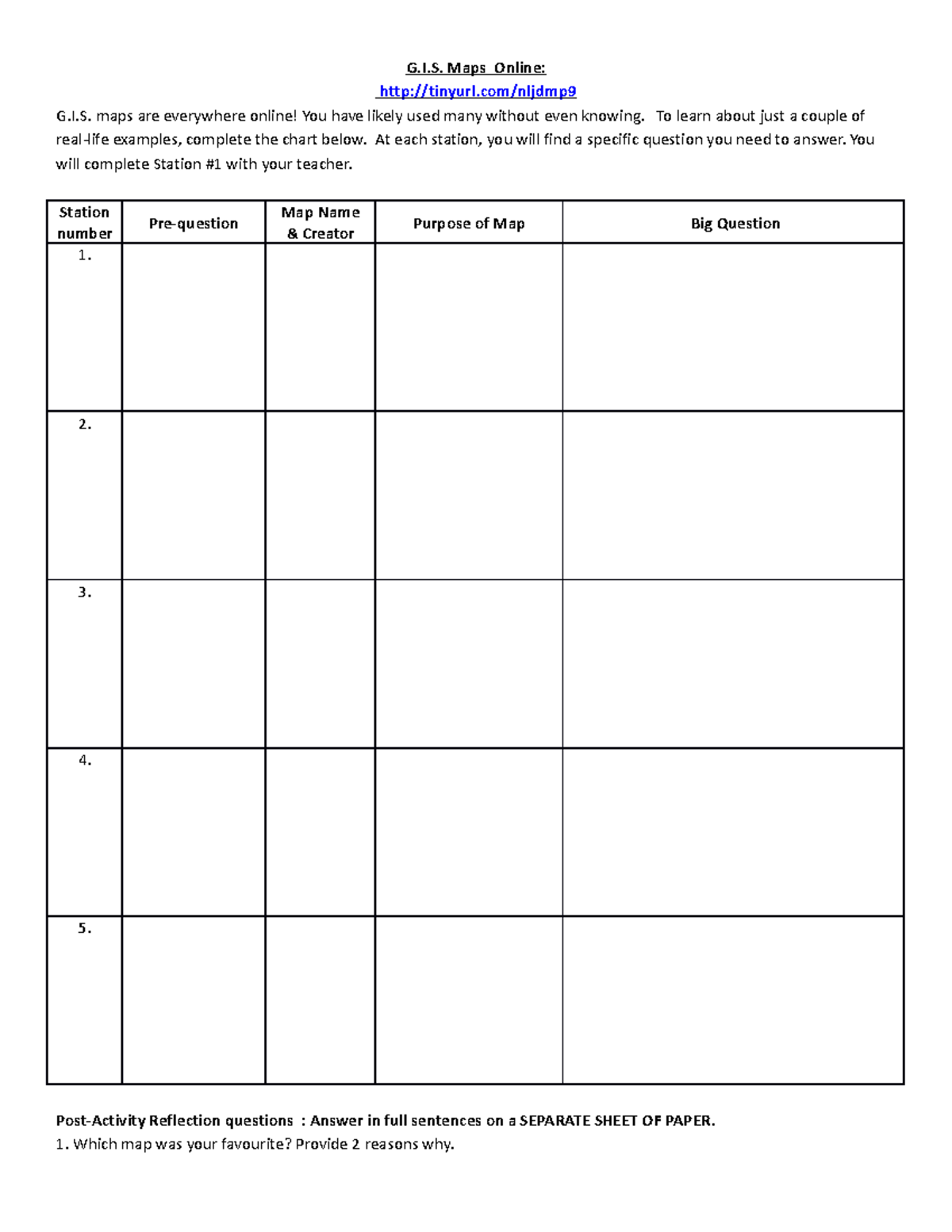 Gis Maps Online Worksheet - G.i. Maps Online: Tinyurl Nljdmp G.i. Maps 