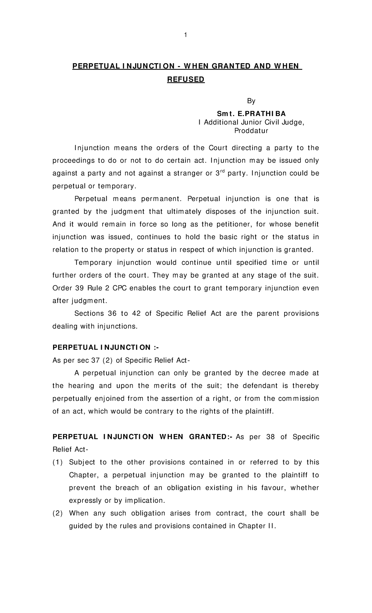 3Perpetual Injunction by Smt E Prathiba PERPETUAL INJUNCTION