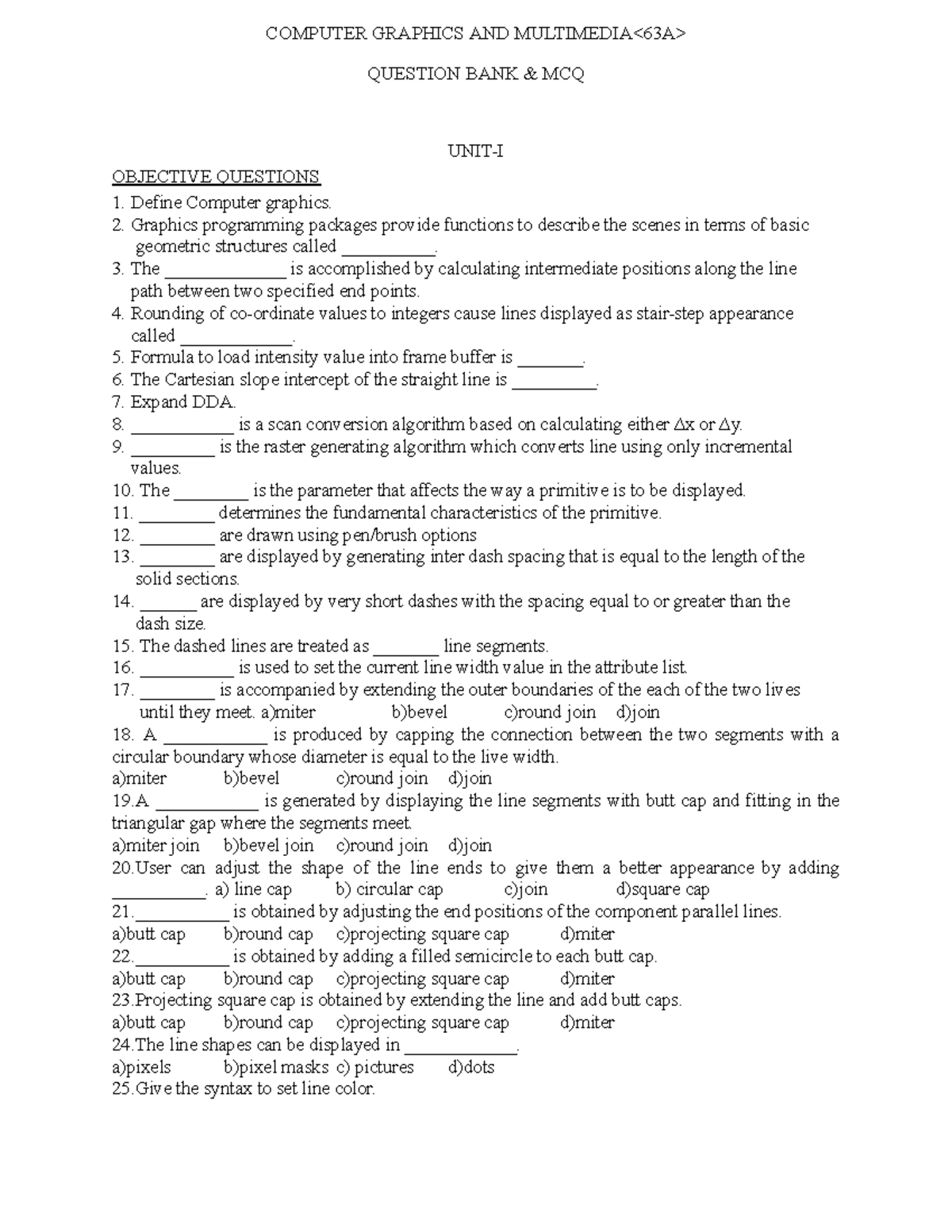 Important questions - COMPUTER GRAPHICS AND MULTIMEDIA QUESTION BANK ...