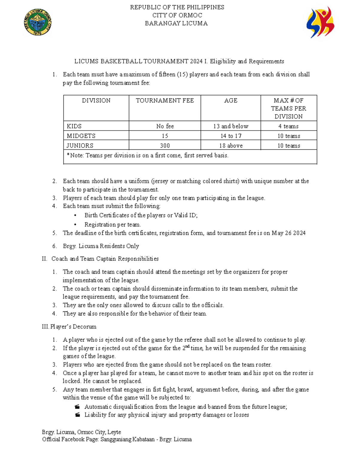 basketball mechanics format for a game - REPUBLIC OF THE PHILIPPINES ...