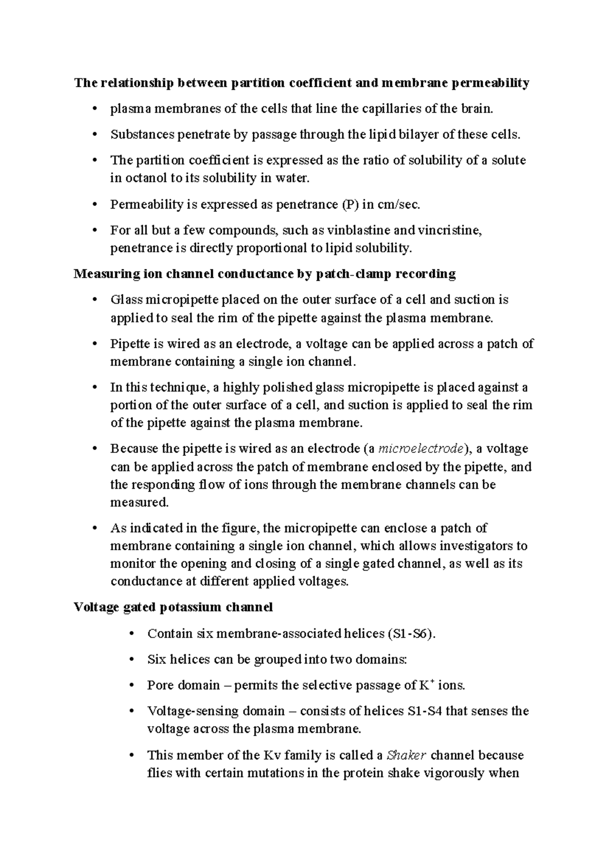 The relationship between partition coefficient and membrane