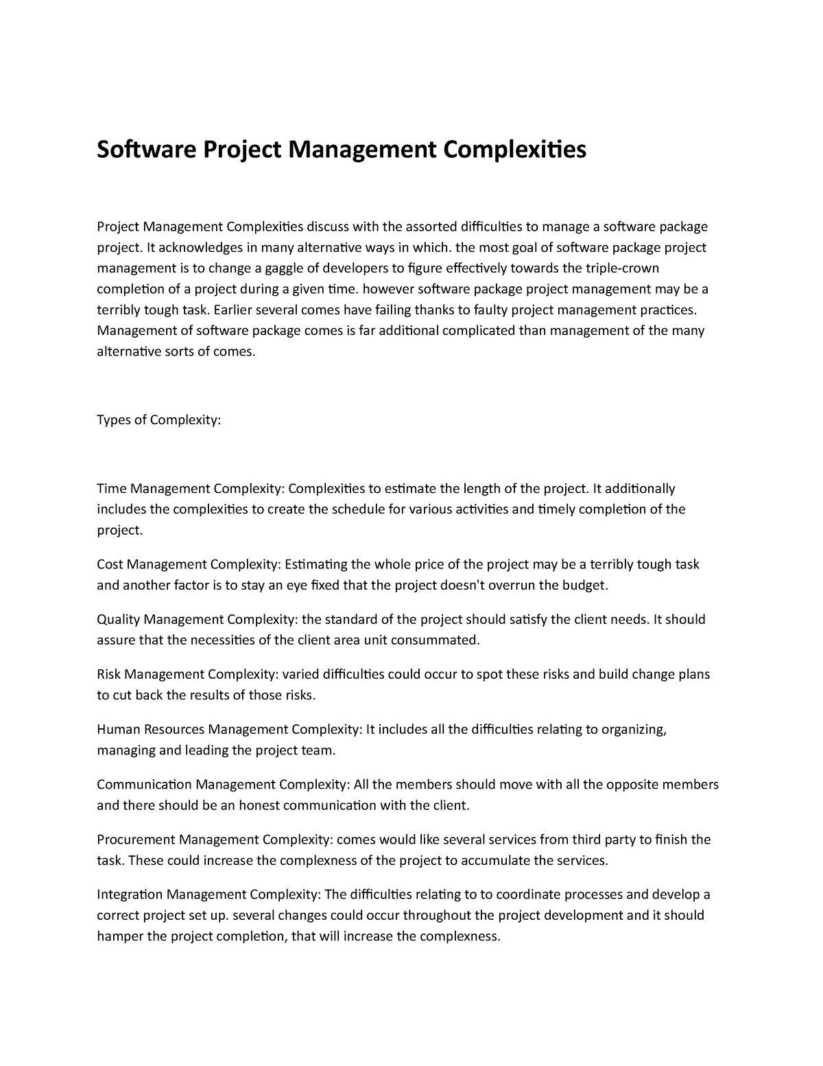 essay on management software