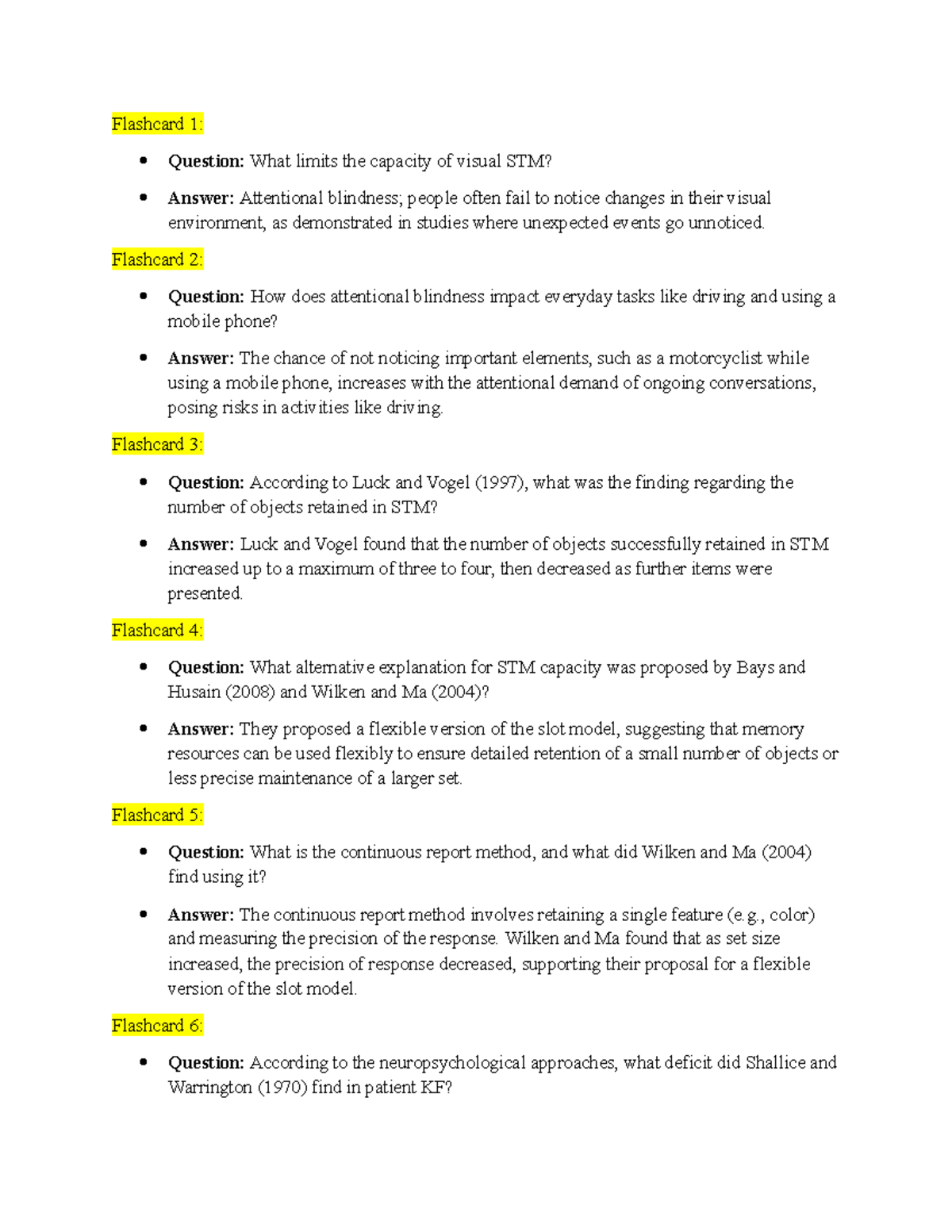 Working Memory Flashcard Set- CH 4 - Flashcard 1: Question: What Limits ...