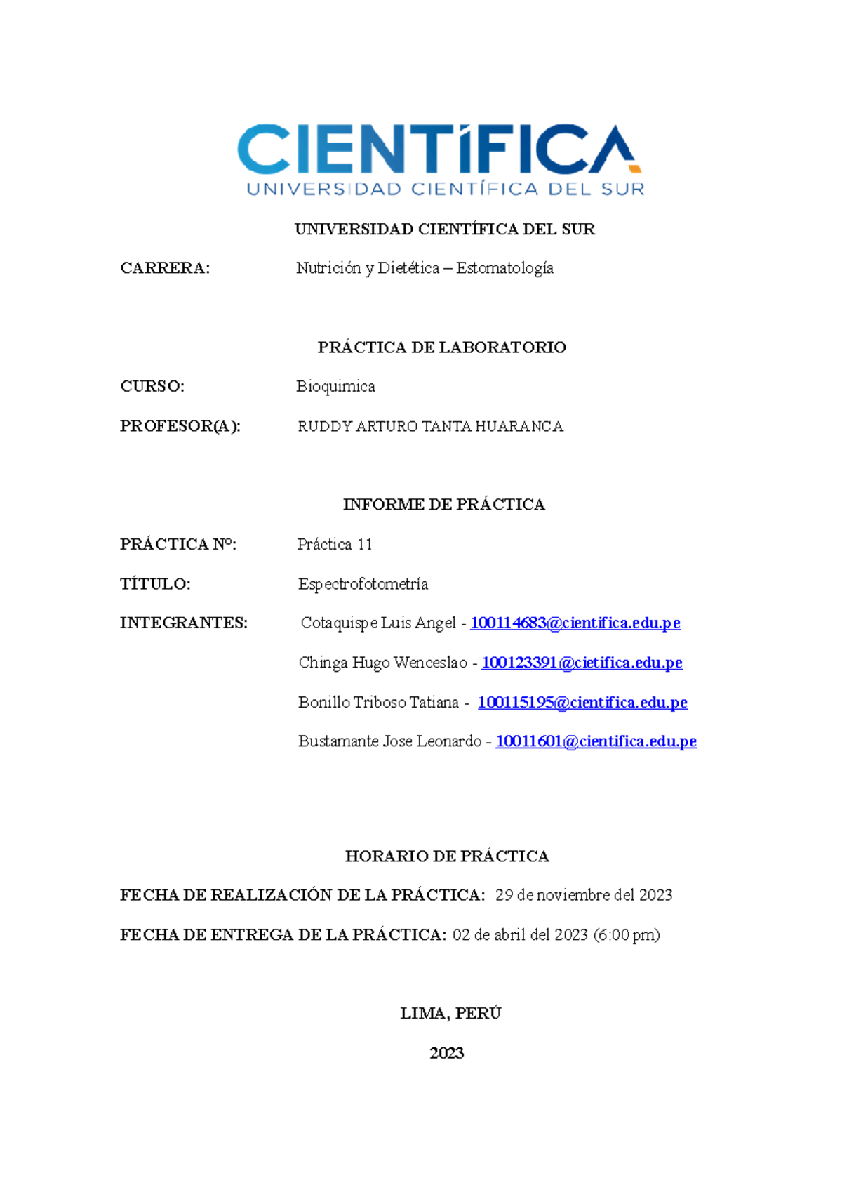 Espectrofotometría - Informe Sobre Los Resultados De Las Practicas ...