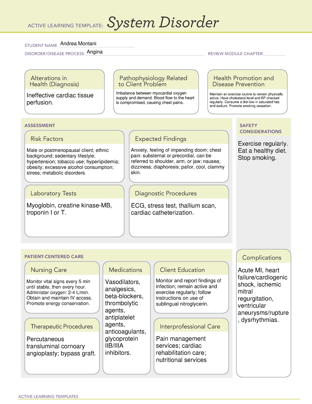 Case 4 - angina - coursework - ACTIVE LEARNING TEMPLATES System ...