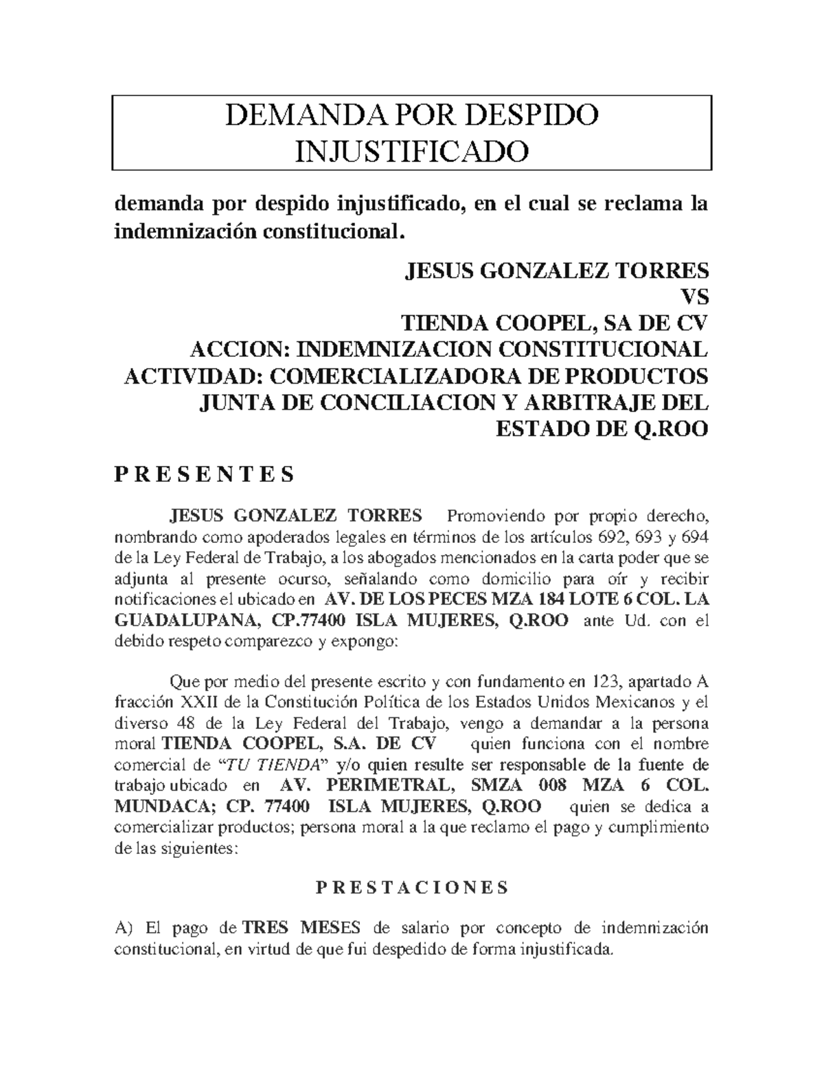 Carta De Despido Justificado Ejemplo Y Modelocarta De Despido ...