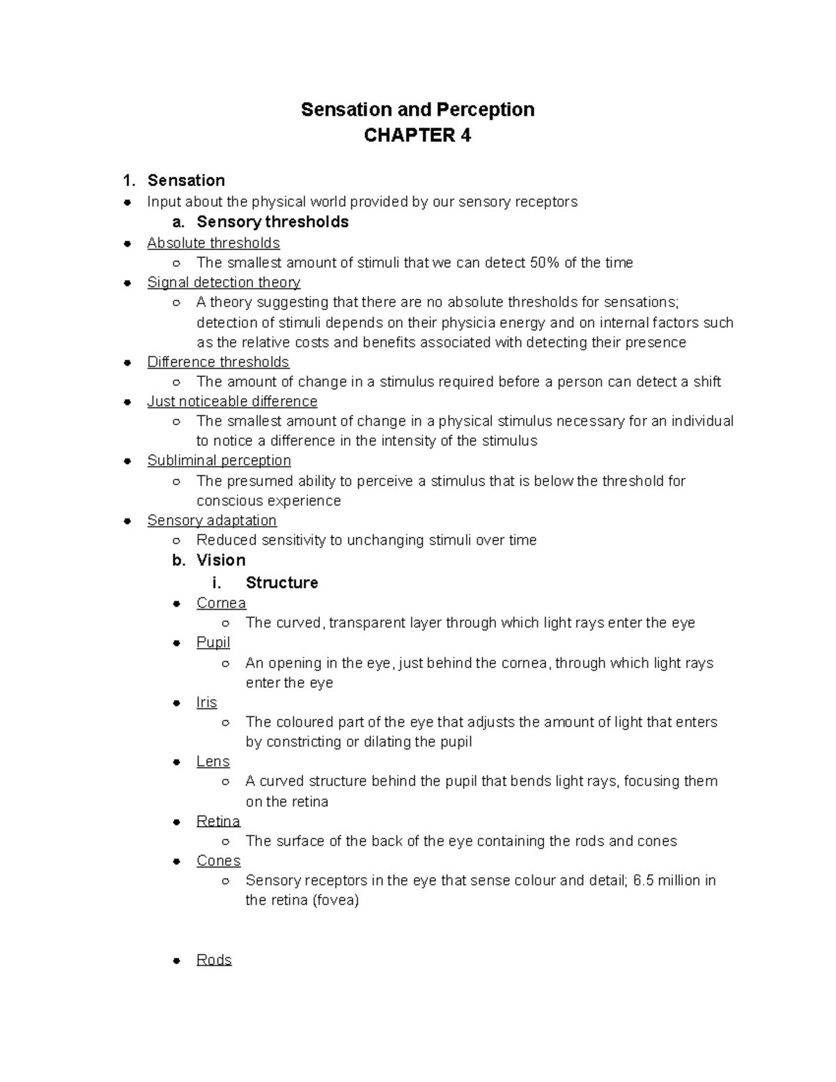 Chp. 4-Sensation and Perception - Sensation and Perception CHAPTER 4 1 ...