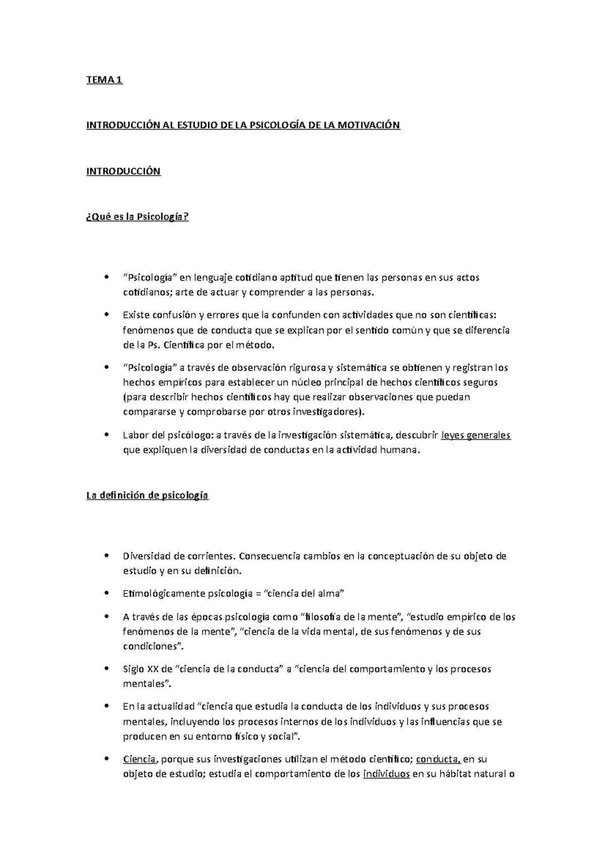 Psicología de la motivación Tema 1 UNED 2021/2022 - TEMA 1 INTRODUCCIÓN ...