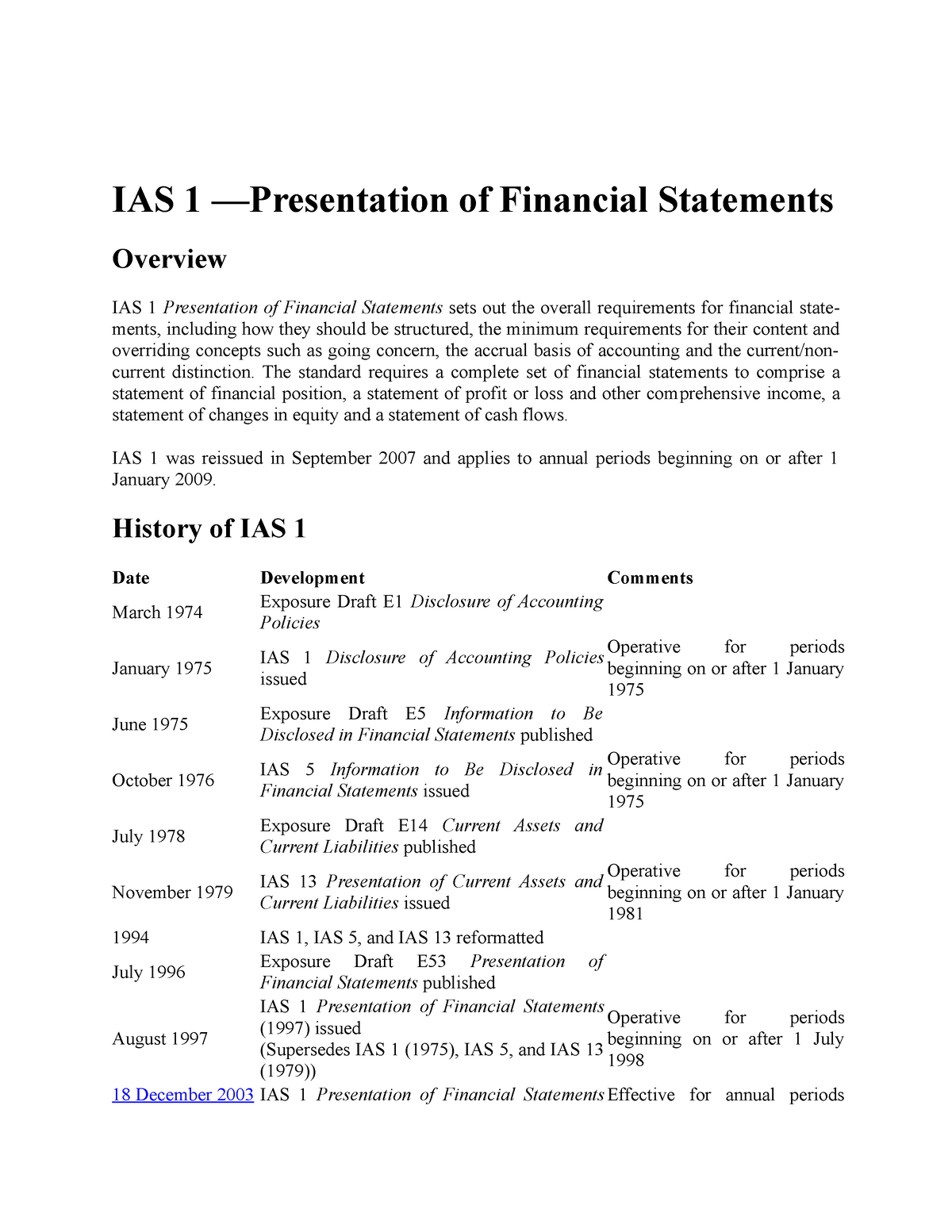 IAS 1 —Presentation Of Financial Statements - The Standard Requires A ...