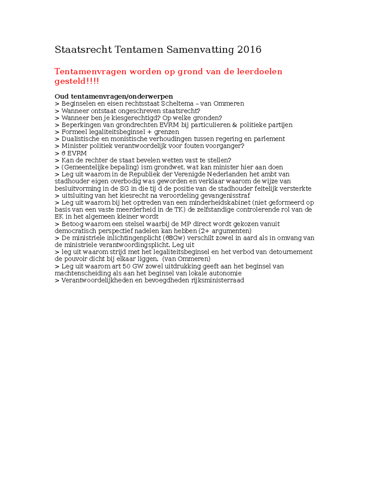 Samenvatting - College 1-6, Werkgroepen 1-6, Artikel "", Compleet ...