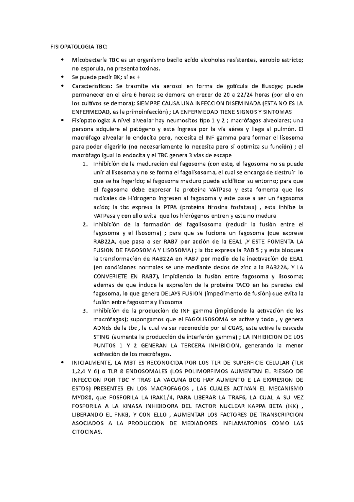 TBC Diagnostico Y Tratamiento - FISIOPATOLOGIA TBC: Micobacteria TBC es ...