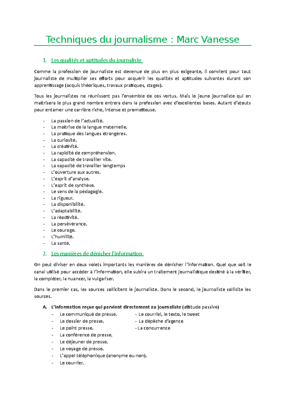 Techniques du journalisme - Les qualités et aptitudes du journaliste ...