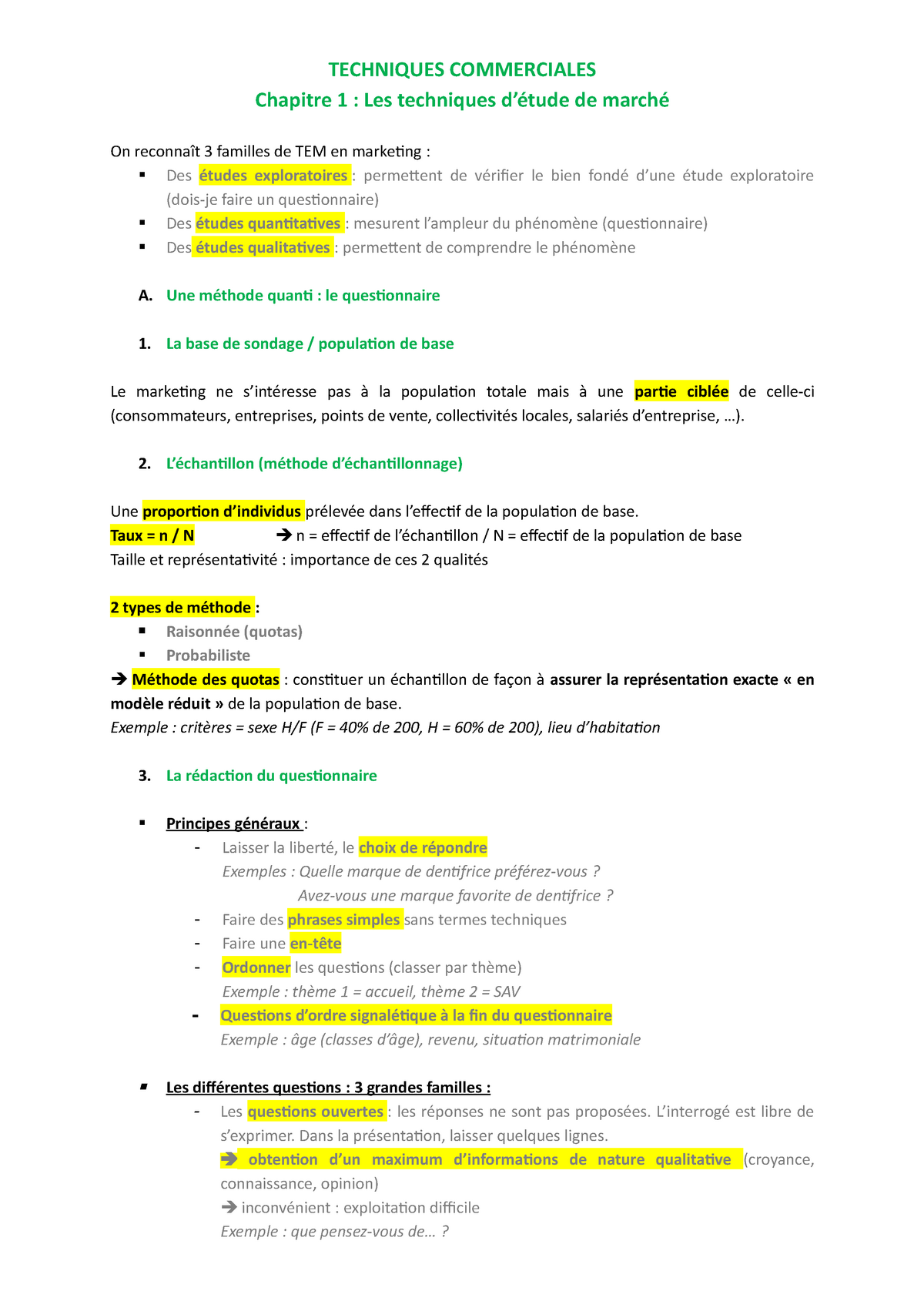 1 Tc Chapitre 1 Les Techniques D Etude De Marche Techniques Commerciales Chapitre 1 Les Studocu