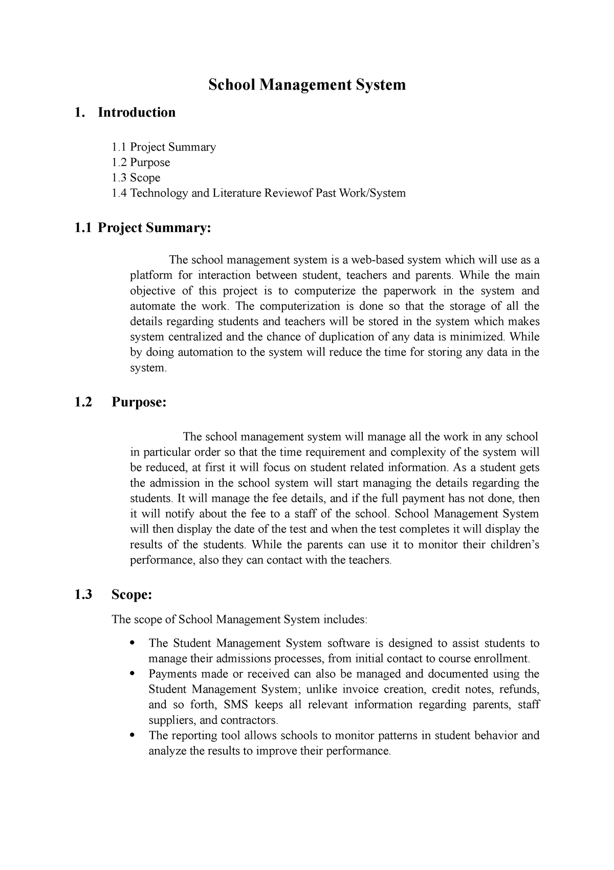 literature review for school management system project